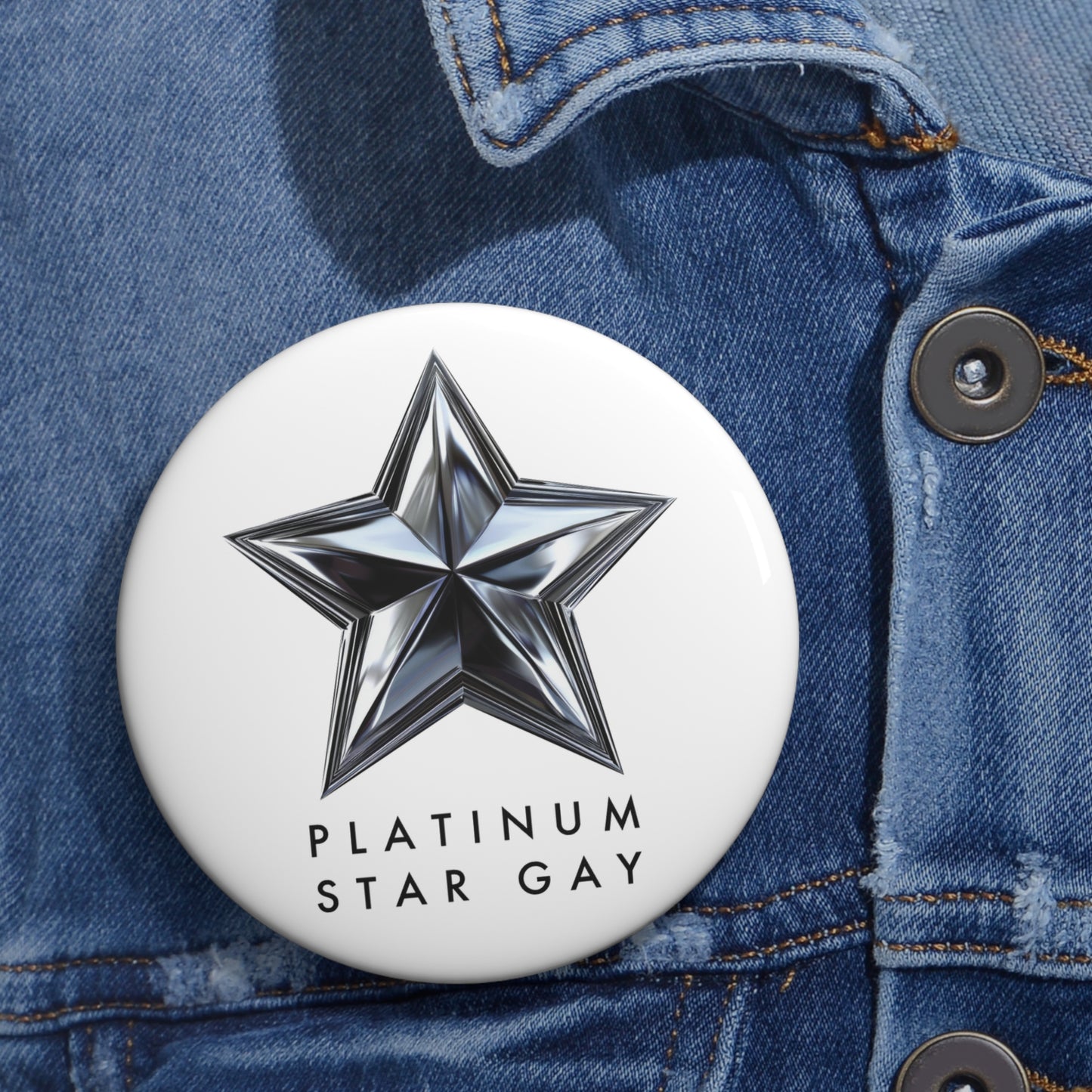 Platinum Star Gay Pin Button