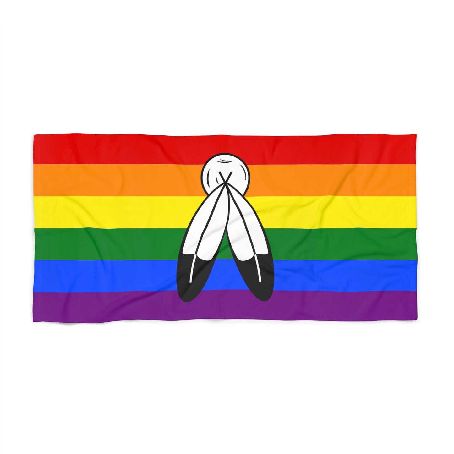 Two-Spirit Pride Flag Beach Towel - horizontal stripe deco