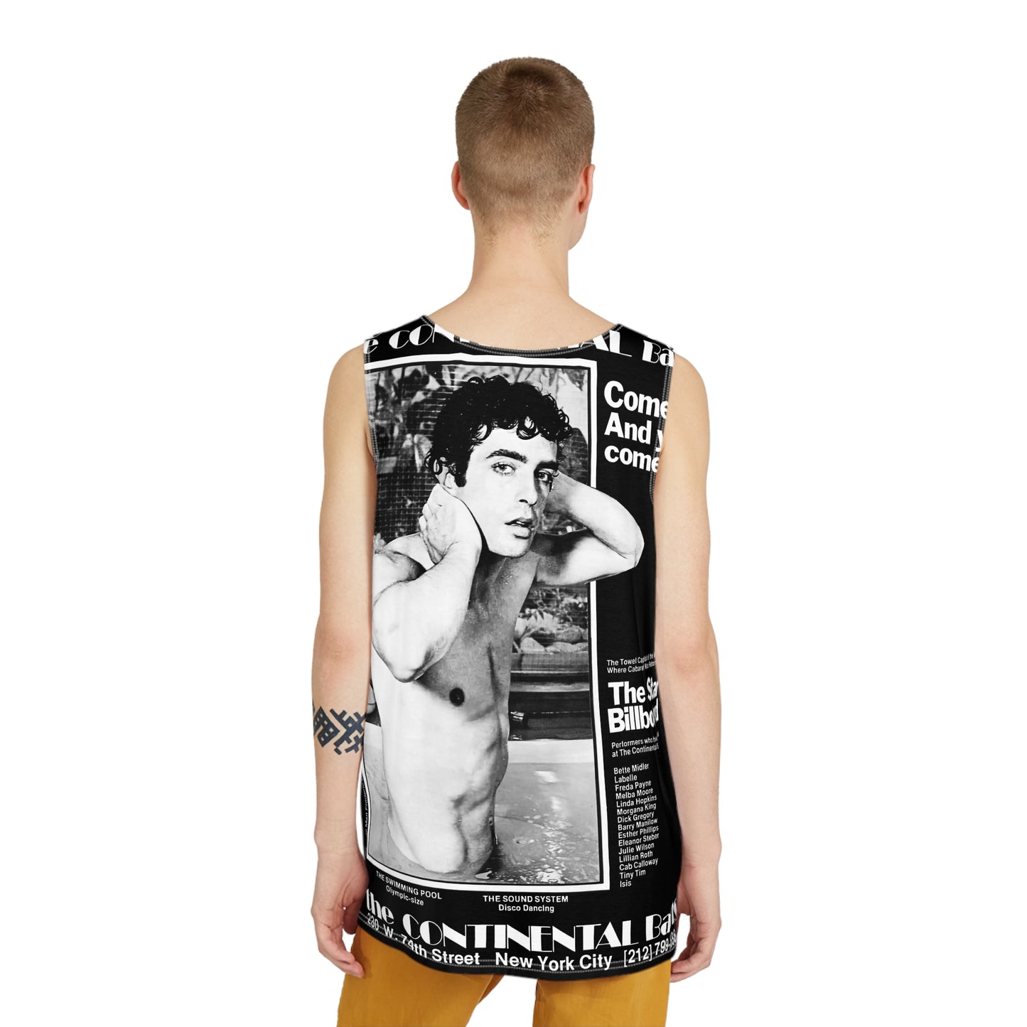 Continental Baths Tank Top, All Over Print Deco