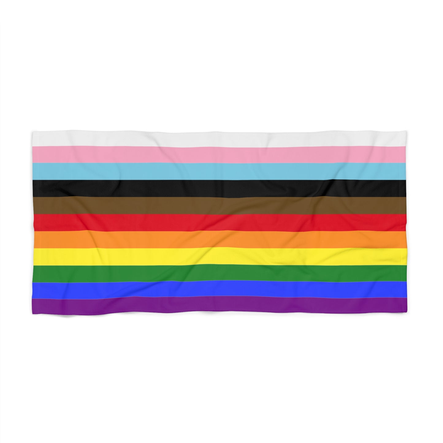 Progress Pride Flag Beach Towel - horizontal stripe deco