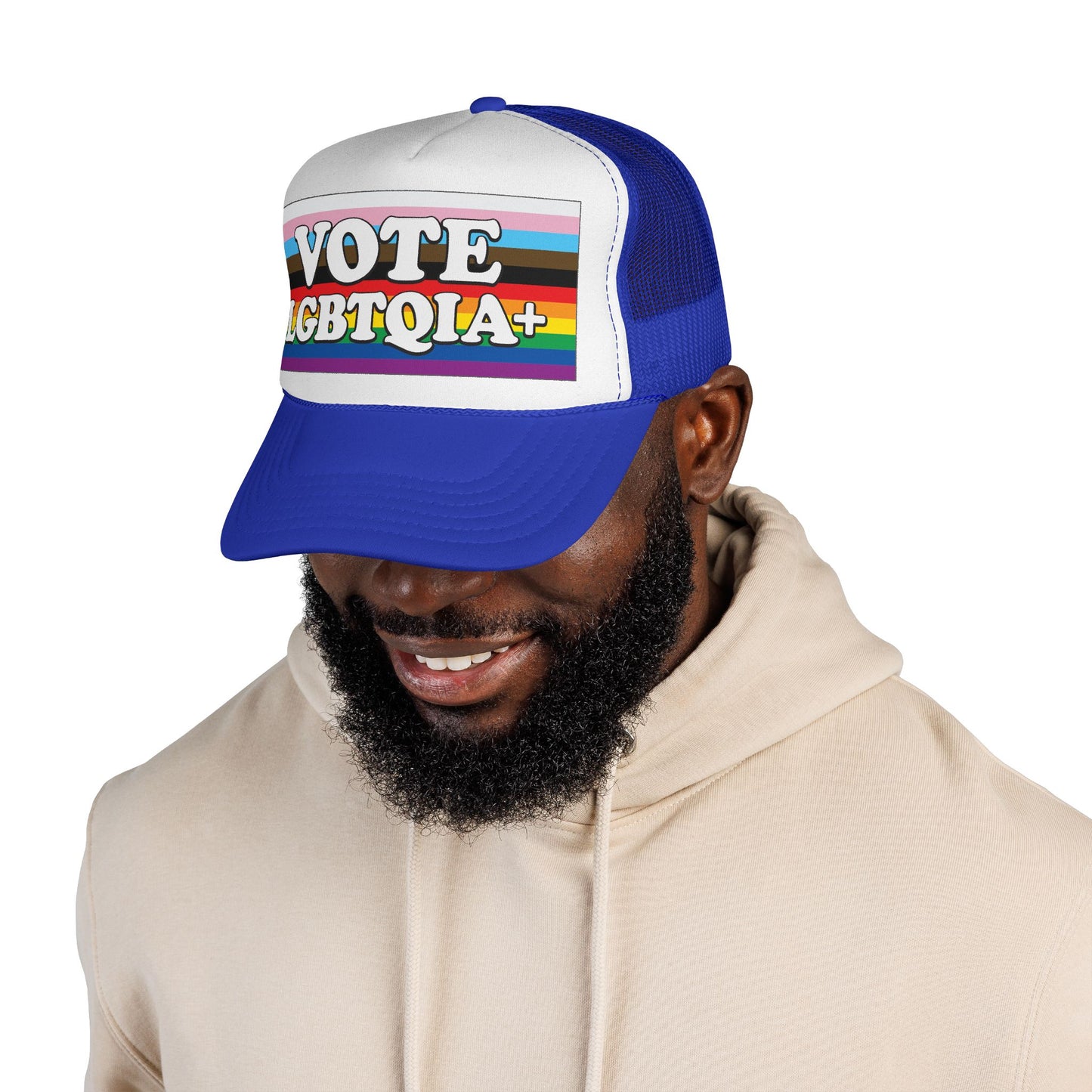 VOTE LGBTQIA+ Trucker Cap — LGBTQIA+ Rights & Equality Statement Hat