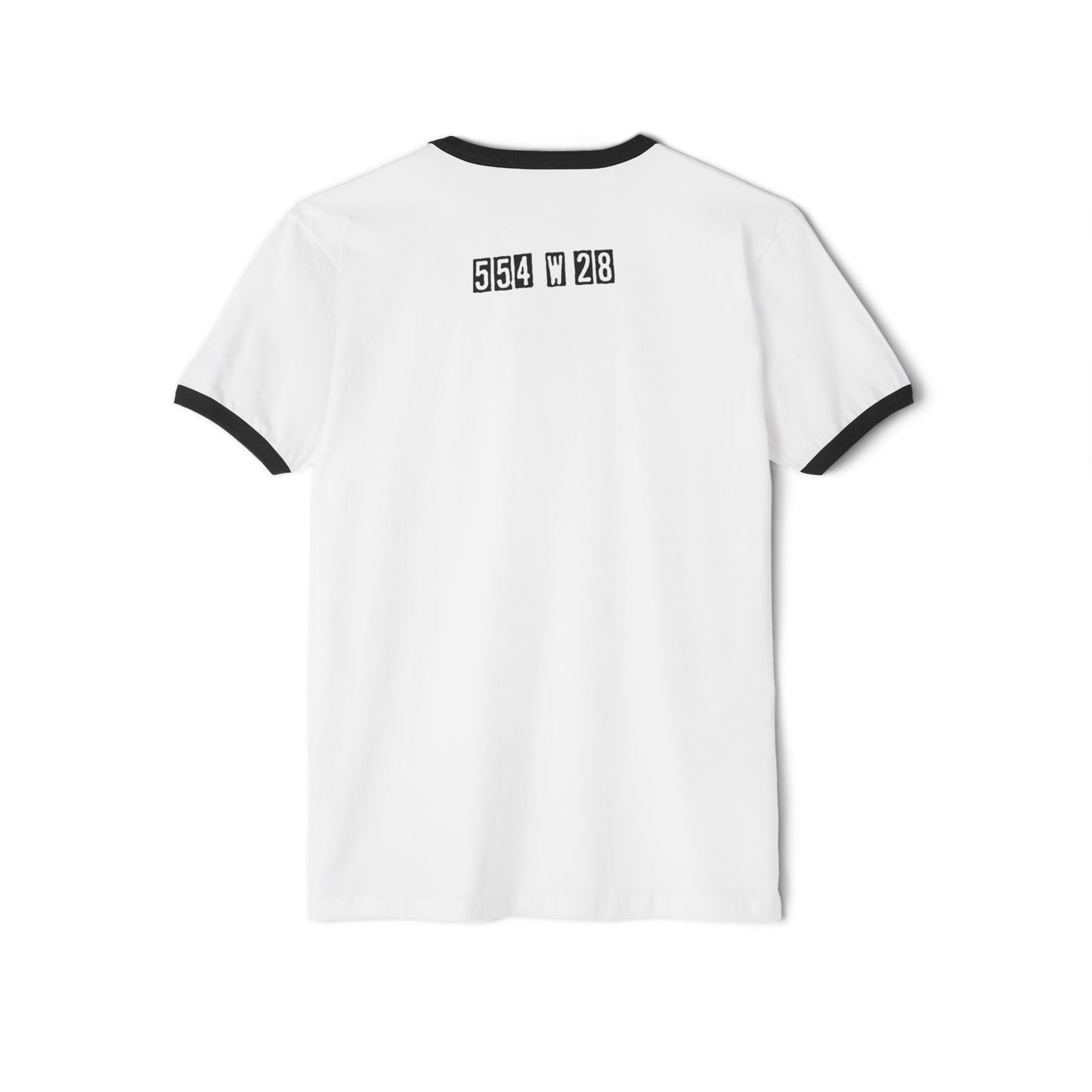 Eagle 554 W 28 Ringer Tee, White with Black Deco