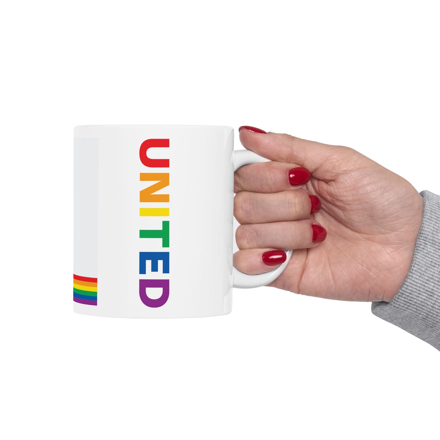 California Rainbow Pride Flag "UNITED" Ceramic Mug