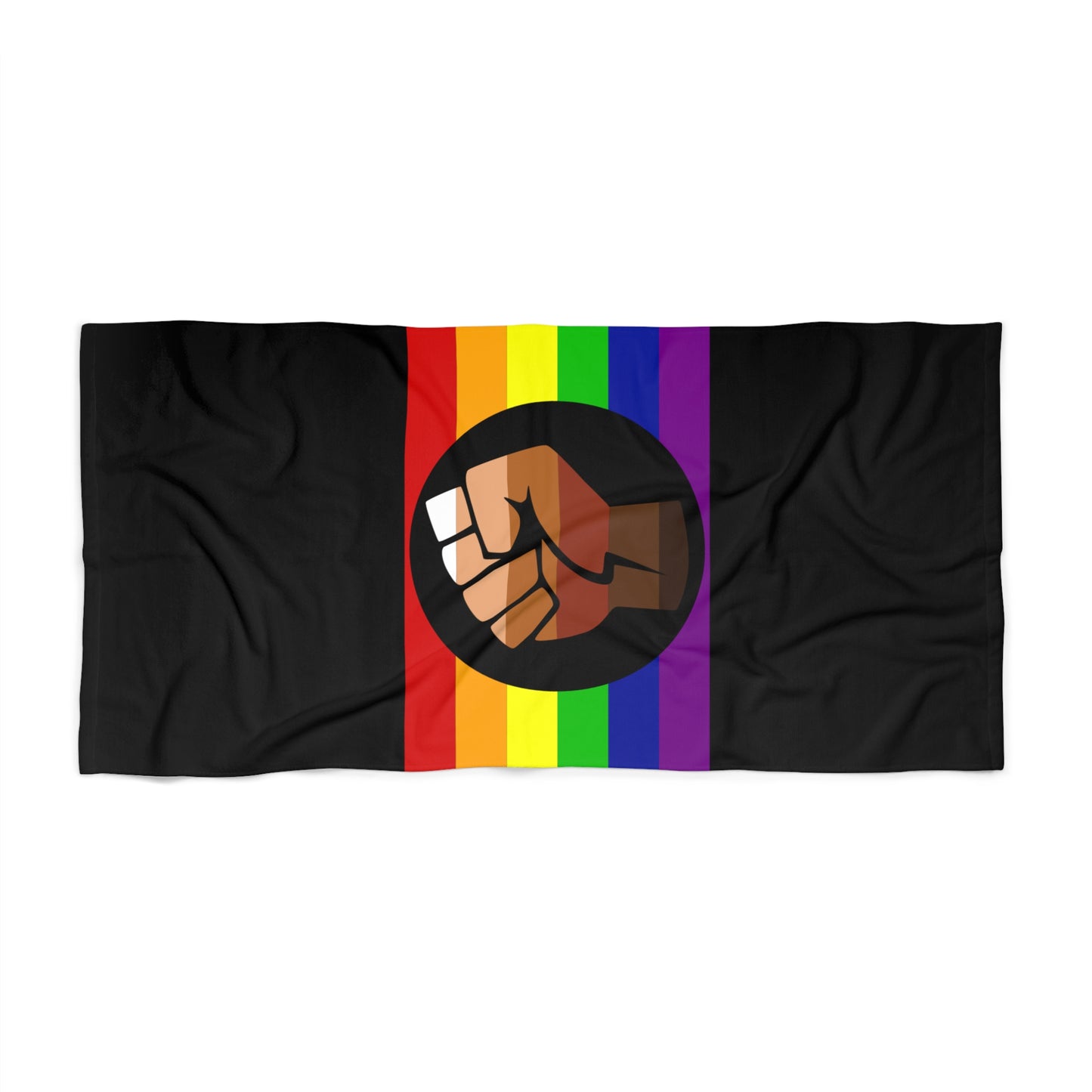 Queer People of Color (POC) Pride Flag Beach Towel - vertical deco