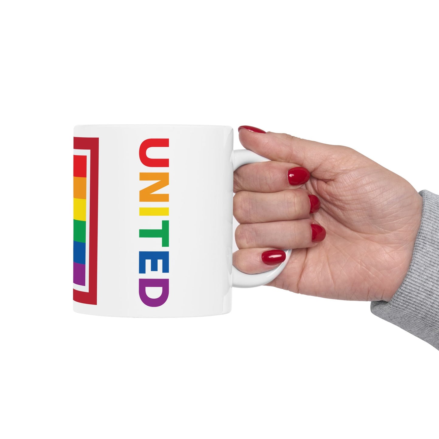 Wyoming Rainbow Pride Flag "UNITED" Ceramic Mug