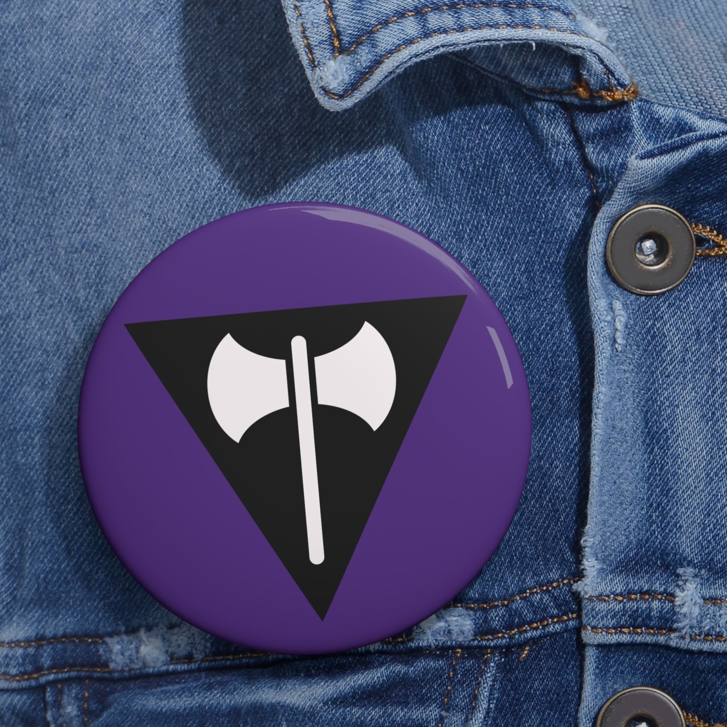 Labrys Lesbian Pride Pin Button, Labrys Lesbian Pride Symbol on Lesbian Purple Pride Color
