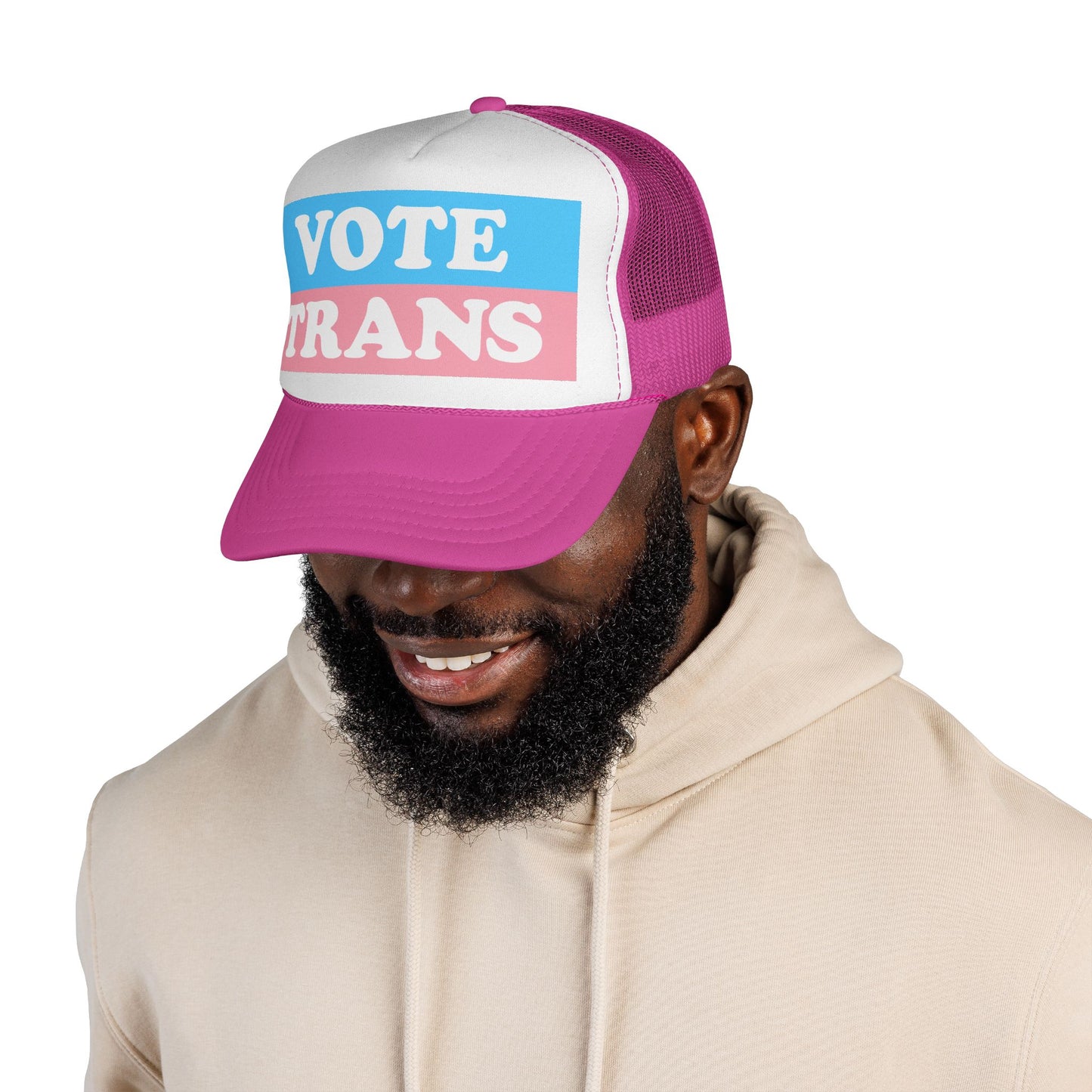 VOTE TRANS Stripes Trucker Cap — Pro-Trans Rights Statement Hat