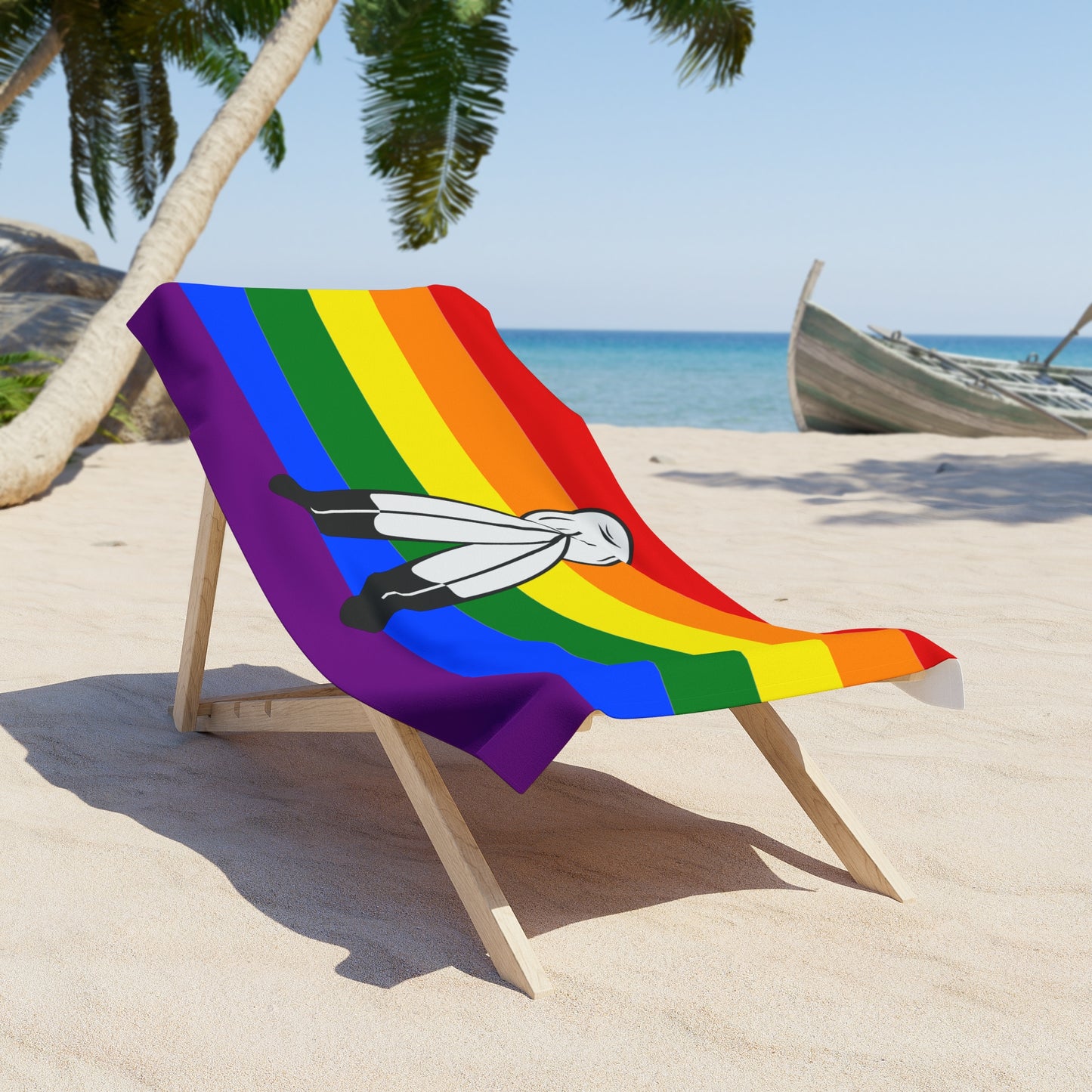 Two-Spirit Pride Flag Beach Towel - horizontal stripe deco