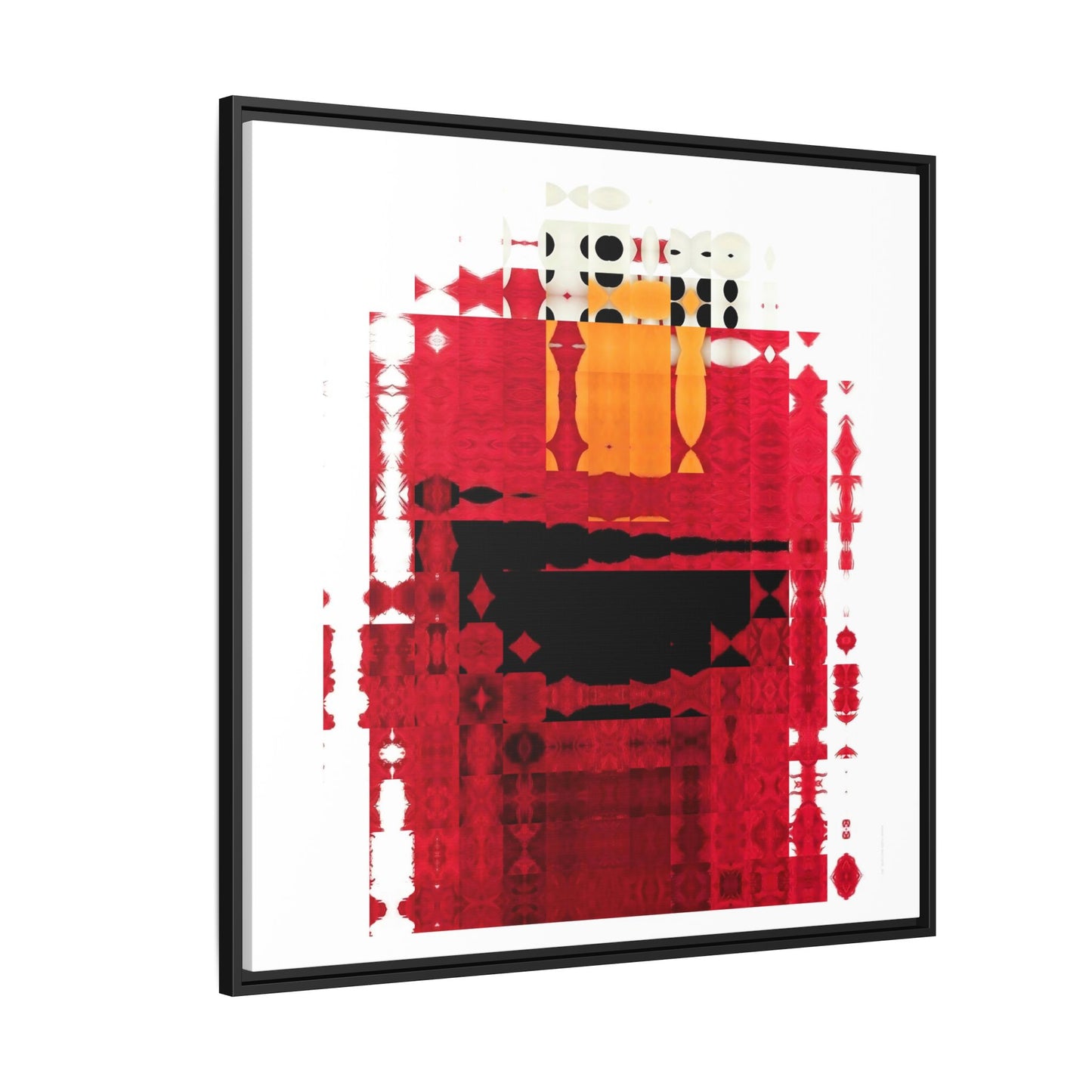 Iconic Fuzzy Red Cutie Monster from the Street Abstract Portrait Collage Art — Matte Canvas, Framed (Multi-color options)