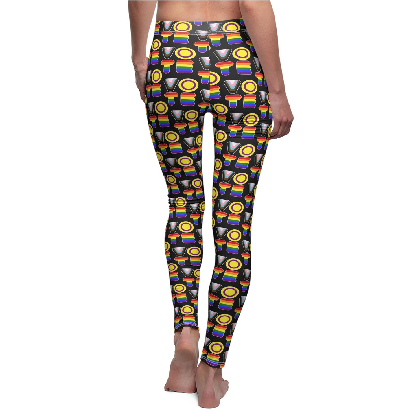 VOTE Casual Leggings - new progress pride deco on black