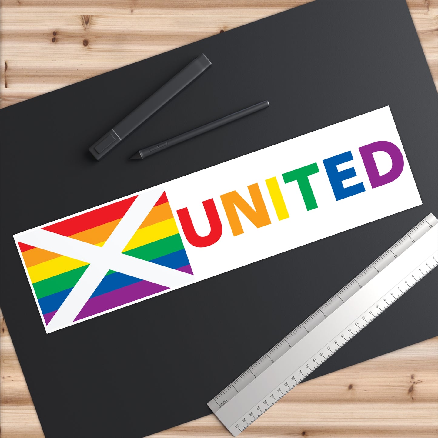 Alabama Rainbow Pride Flag "UNITED" Bumper Sticker