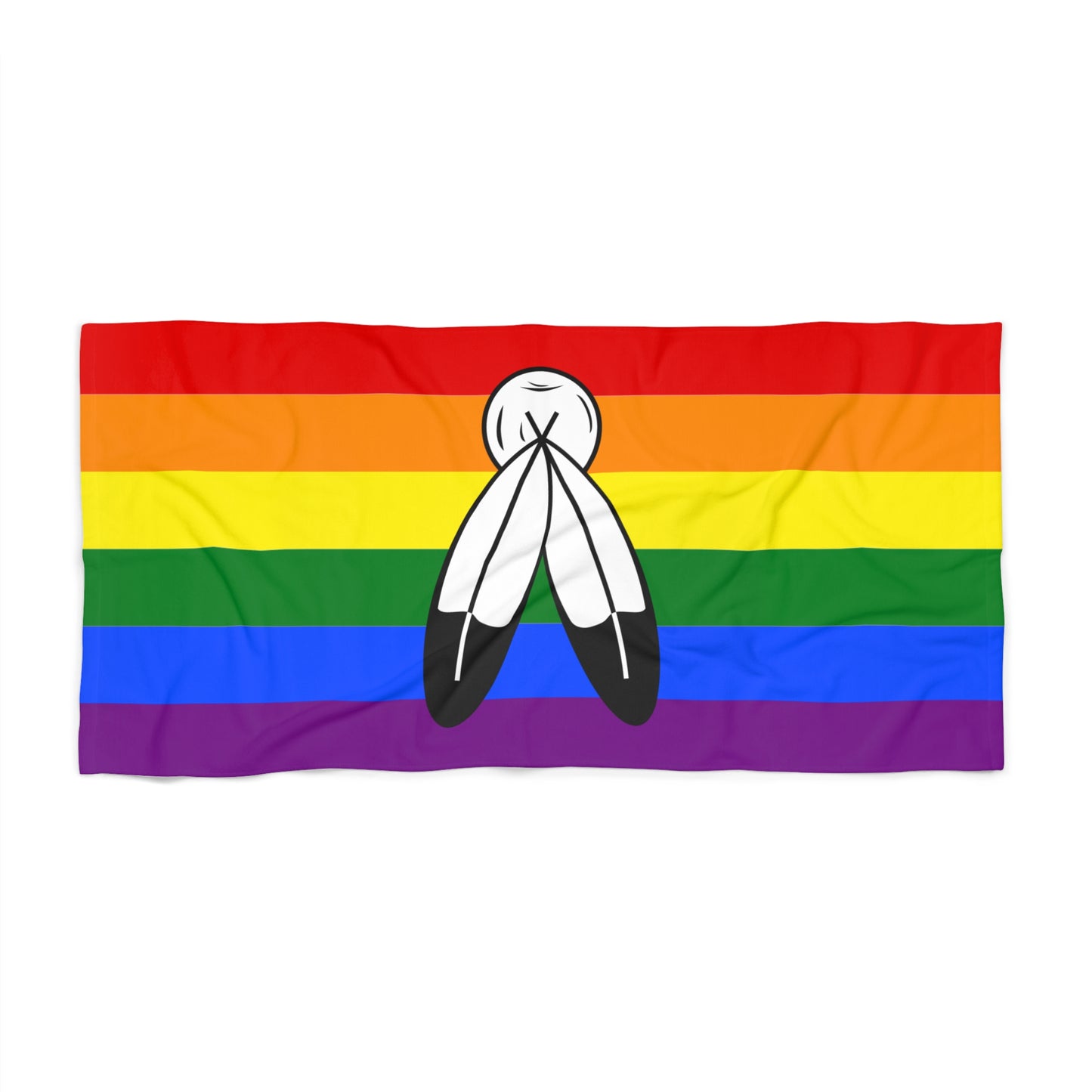 Two-Spirit Pride Flag Beach Towel - horizontal stripe deco