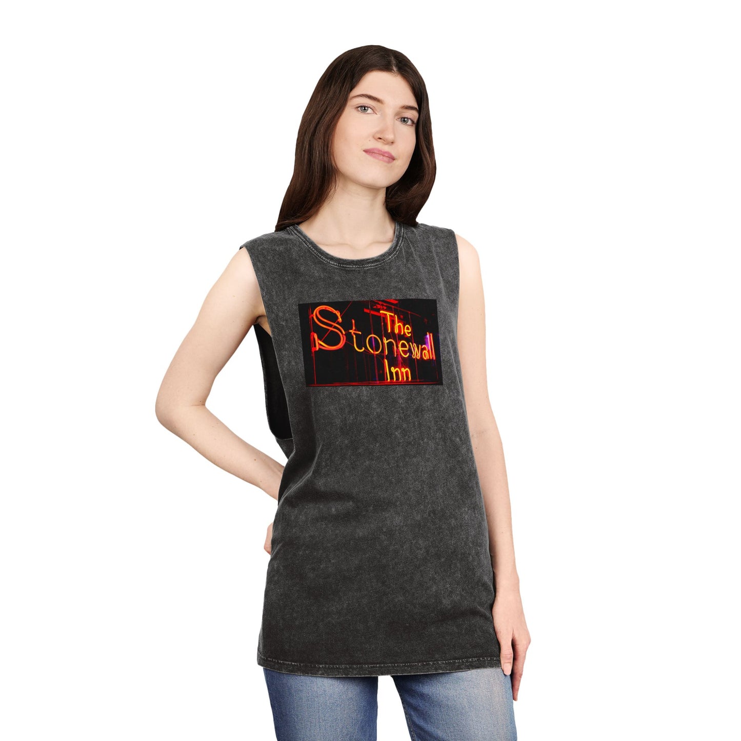 Stonewall Inn Neon Tank Top - Black Stonewash Deco