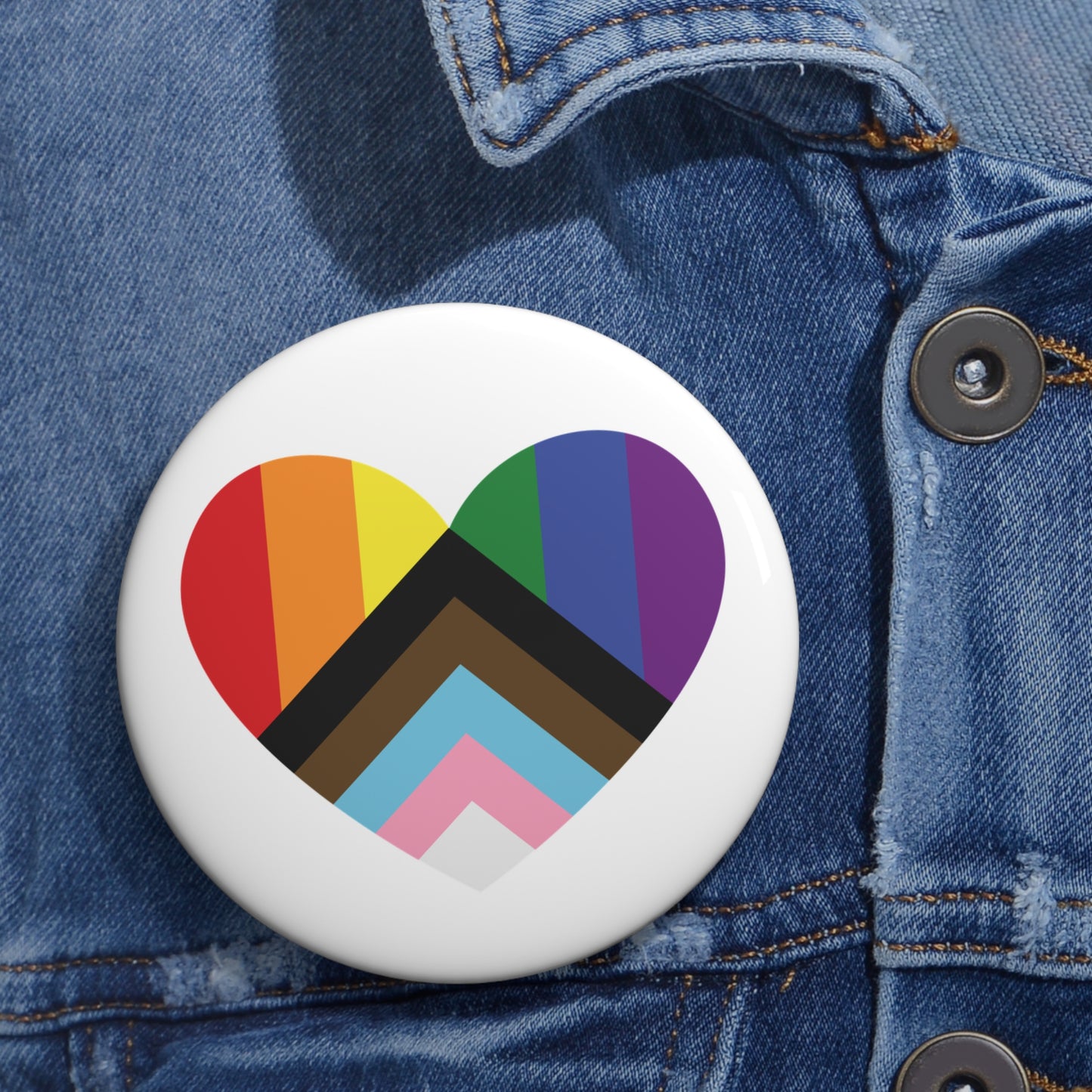 Progress Rainbow Pride Heart Pin Button