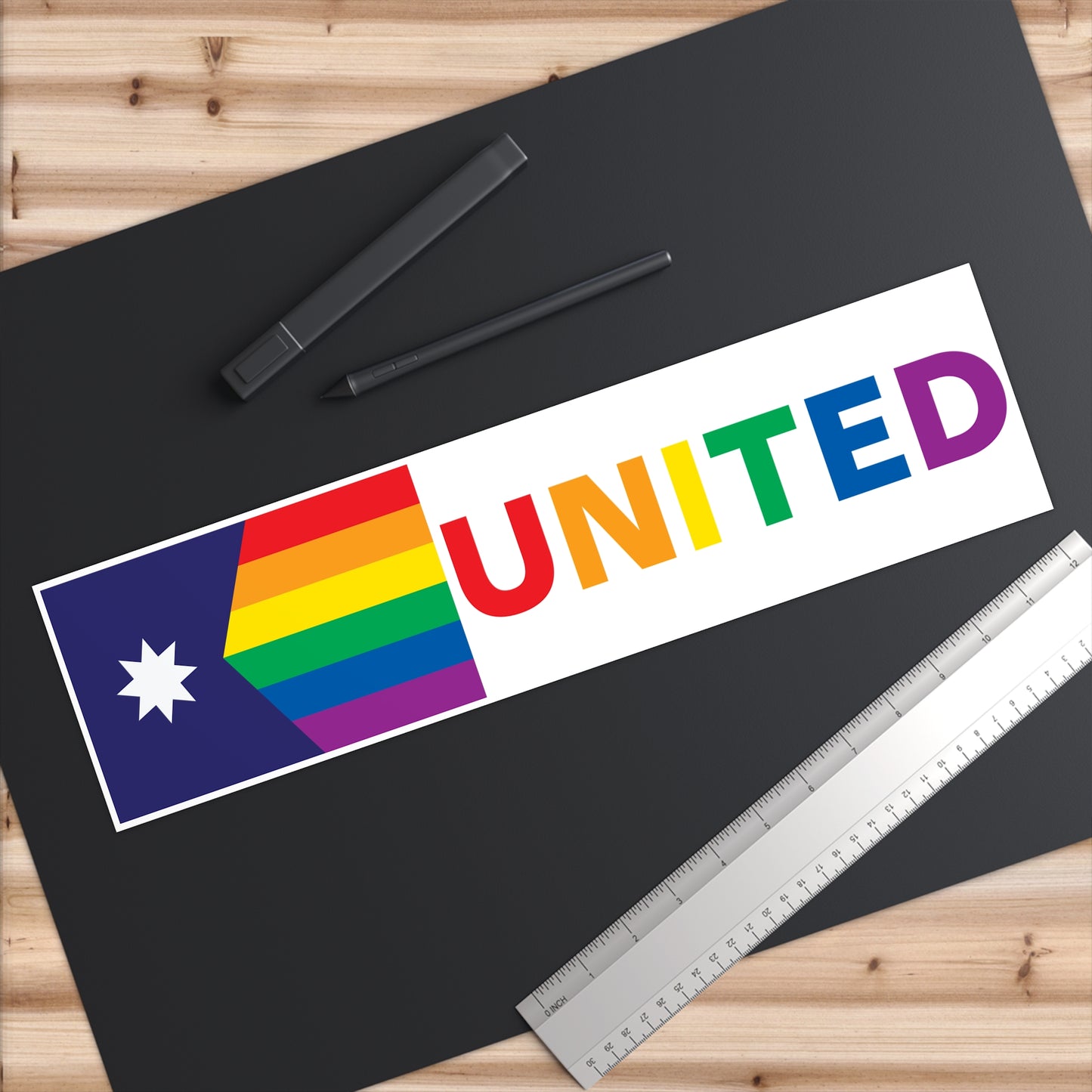 Minnesota Rainbow Pride Flag "UNITED" Bumper Sticker