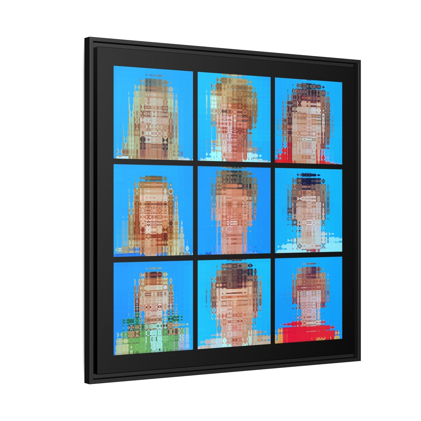 America’s Iconic Mid-Century TV Family Abstract Portrait Collage Art — Matte Canvas, Framed (Multi-color options)