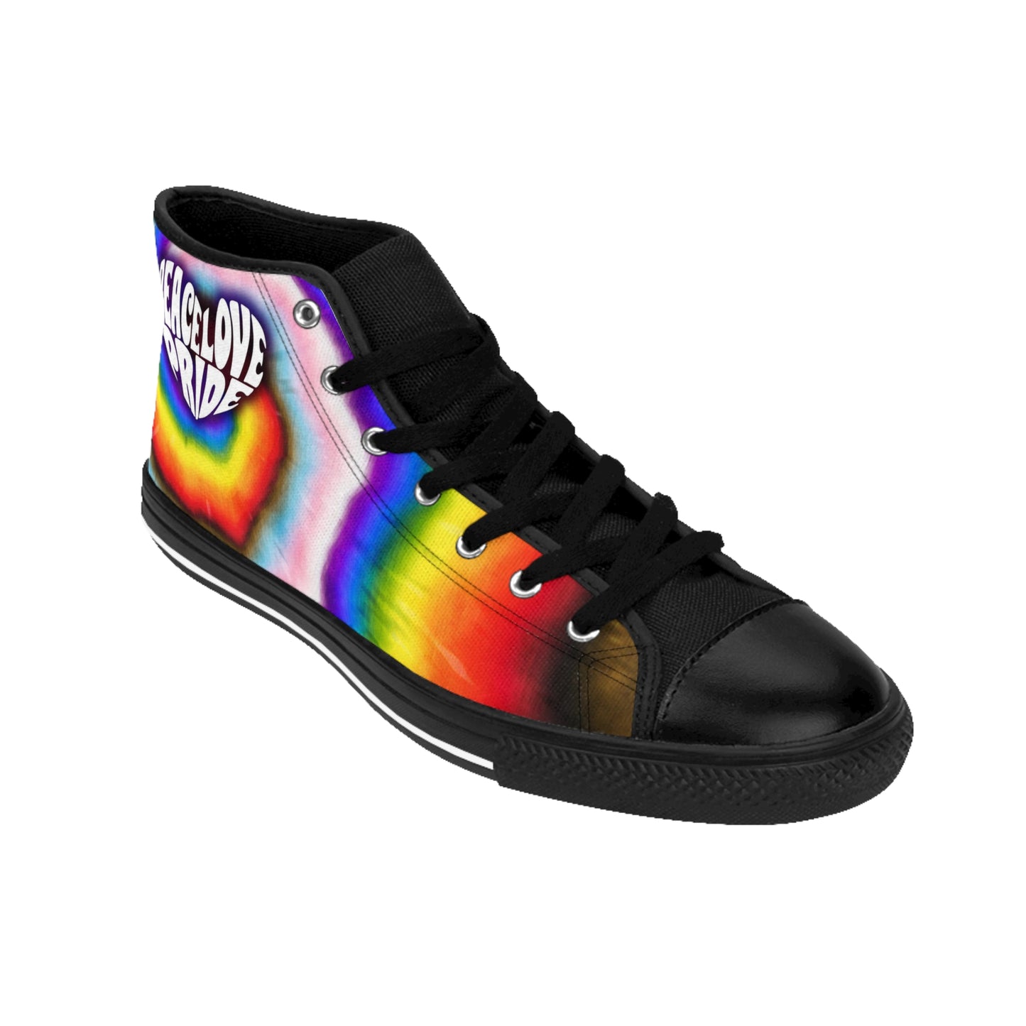 PEACE LOVE PRIDE Classic High-top Sneaker - progress pride tie-dye deco (manufacturer sizes: female)