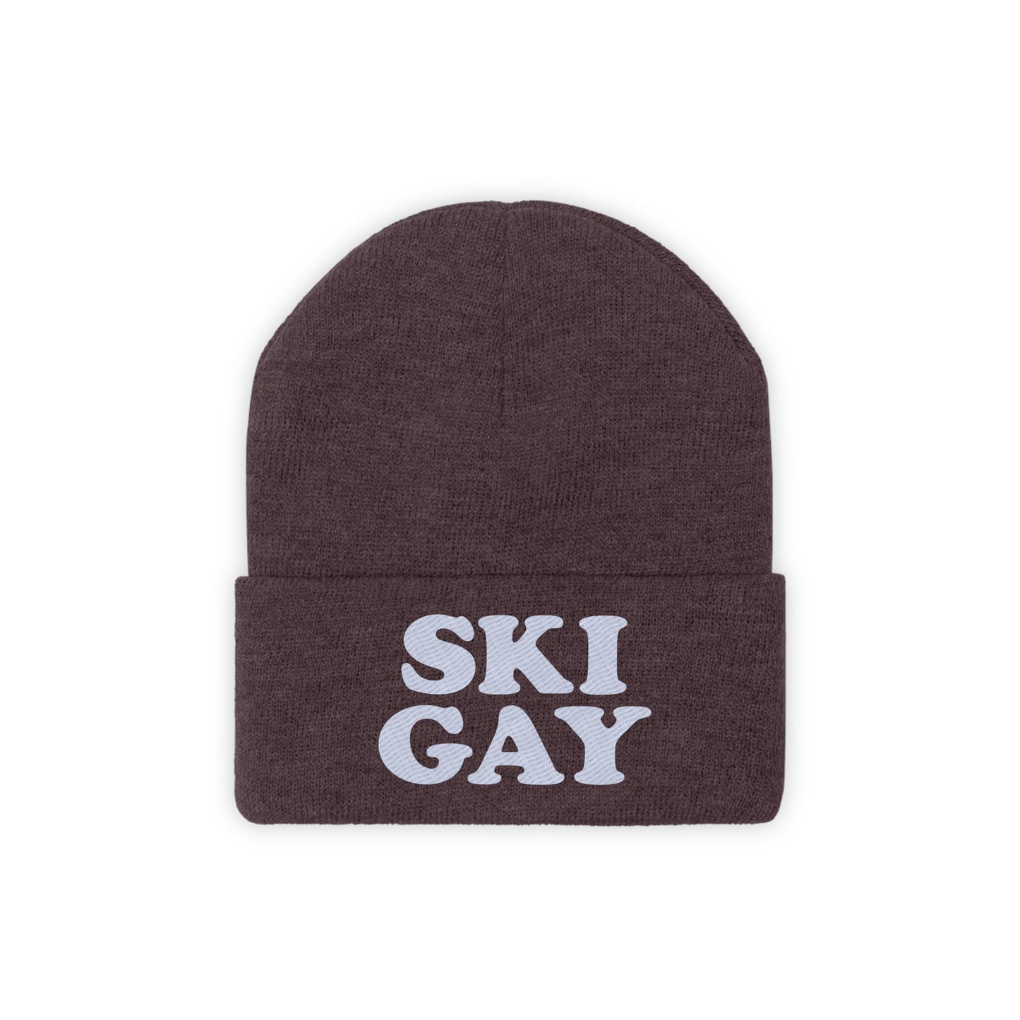 SKI GAY Knit Beanie - white deco