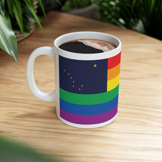 Alaska Rainbow Pride Flag "UNITED" Ceramic Mug