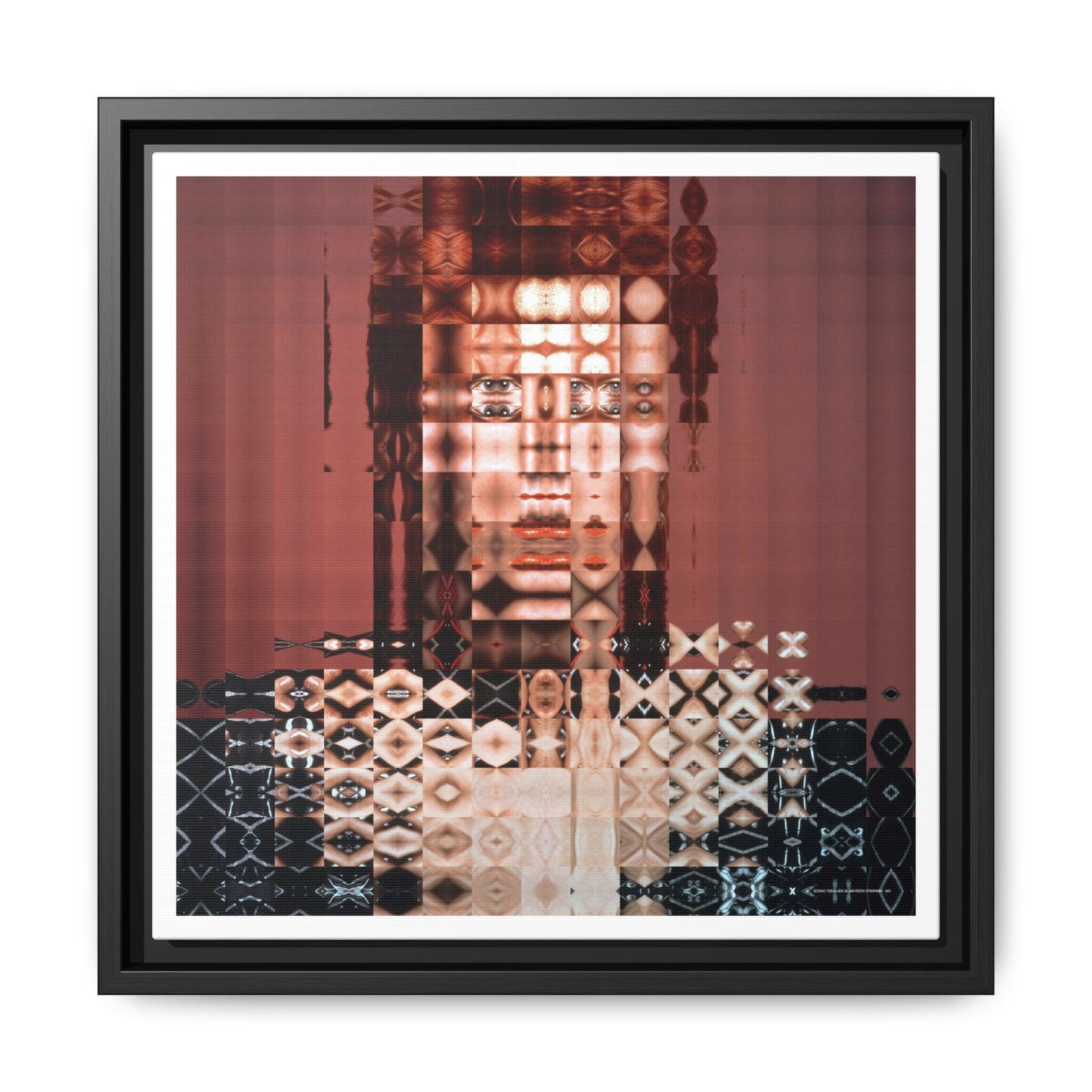 Iconic 70s Alien Glam Rock Starman Abstract Portrait Collage Art — Matte Canvas, Framed (Multi-color options)
