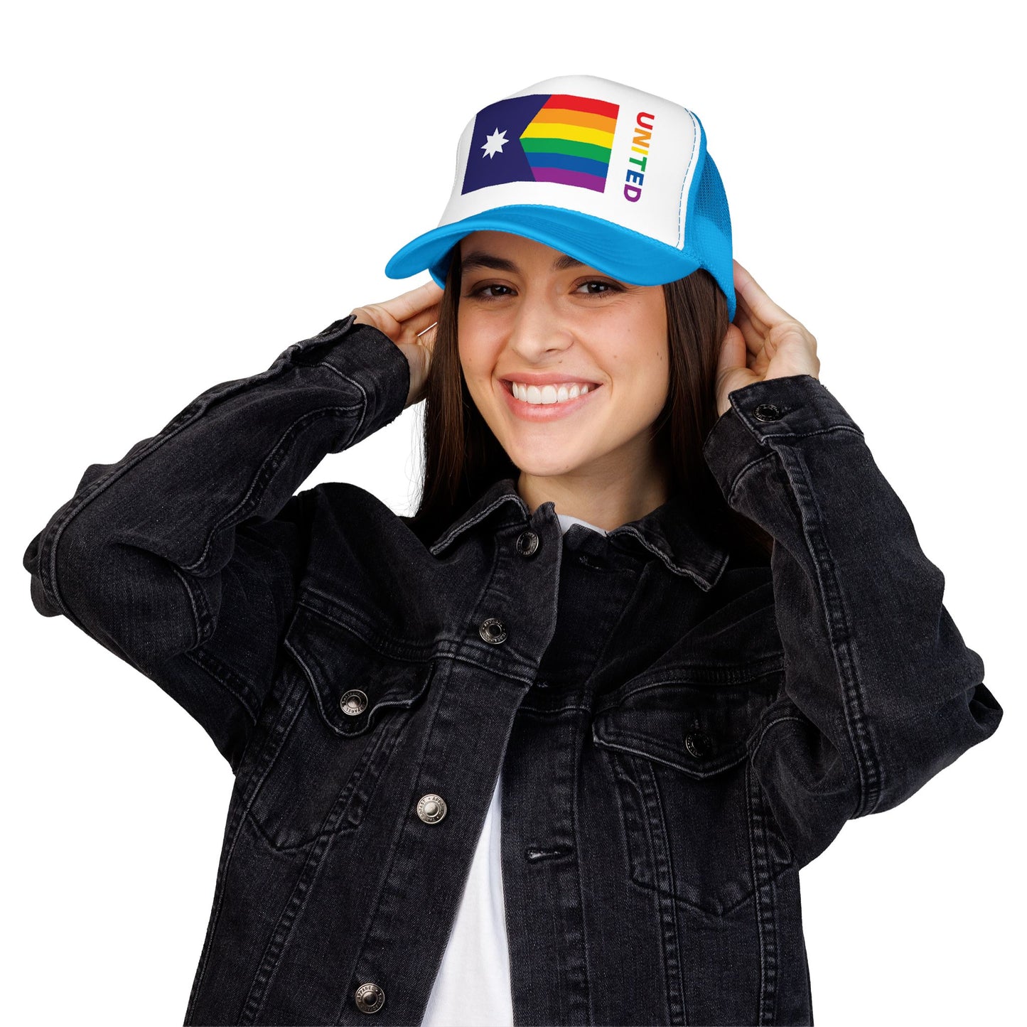 Minnesota Rainbow Pride Flag "UNITED" Printed Foam Trucker Hat, Several Color Options