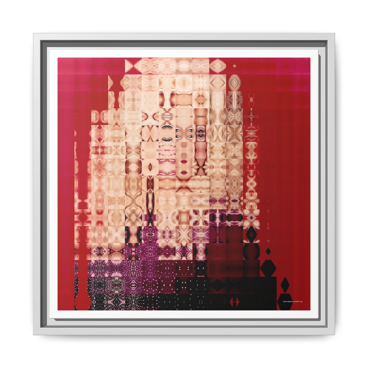 Iconic Queen of Country III, Dolly Abstract Portrait Collage Art — Matte Canvas, Framed (Multi-color options)