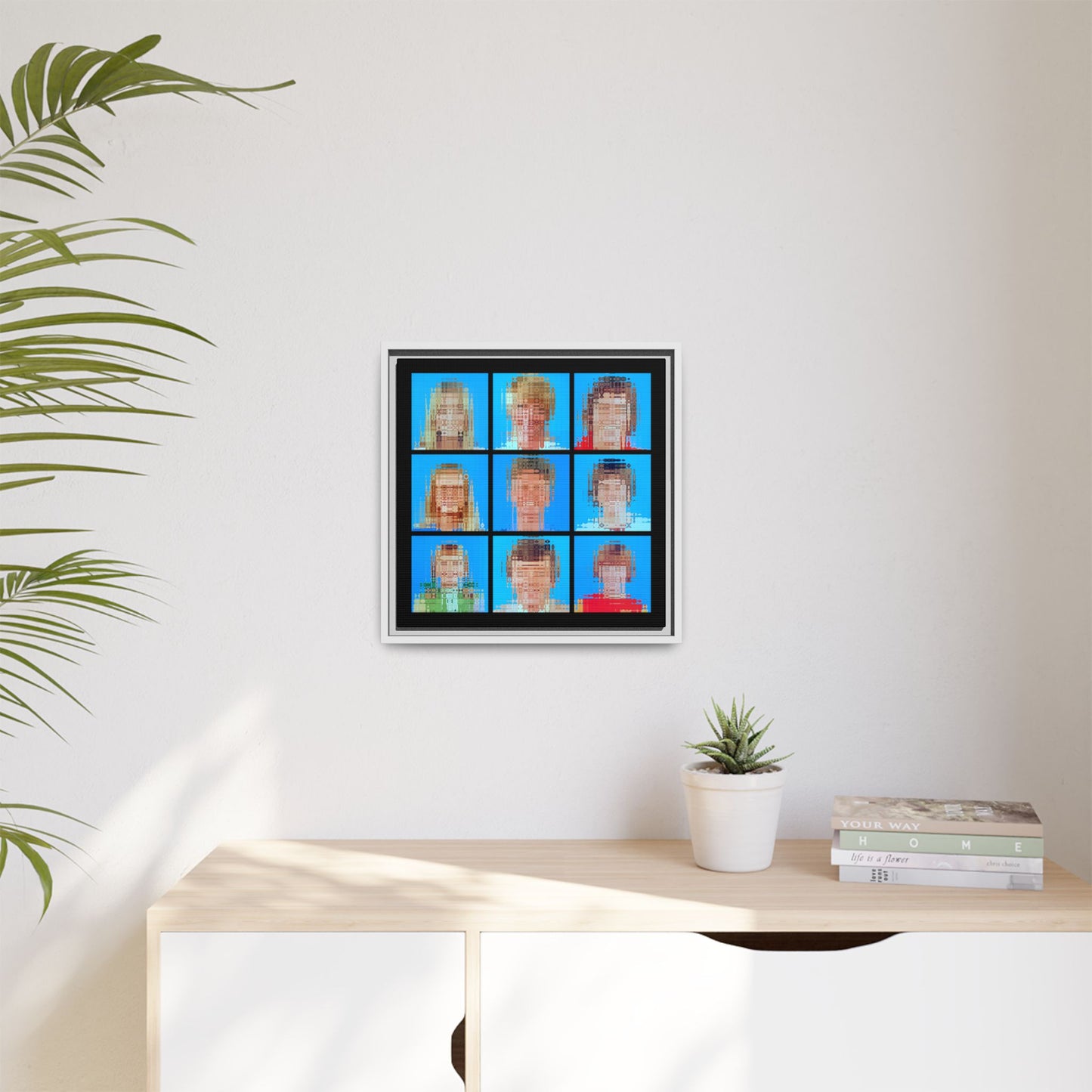 America's Iconic Mid-Century TV Family, Abstract Portrait Collage Art — Matte Canvas, Framed (Multi-color options)