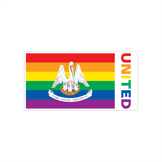 Louisiana Rainbow Pride Flag "UNITED" Bumper Sticker