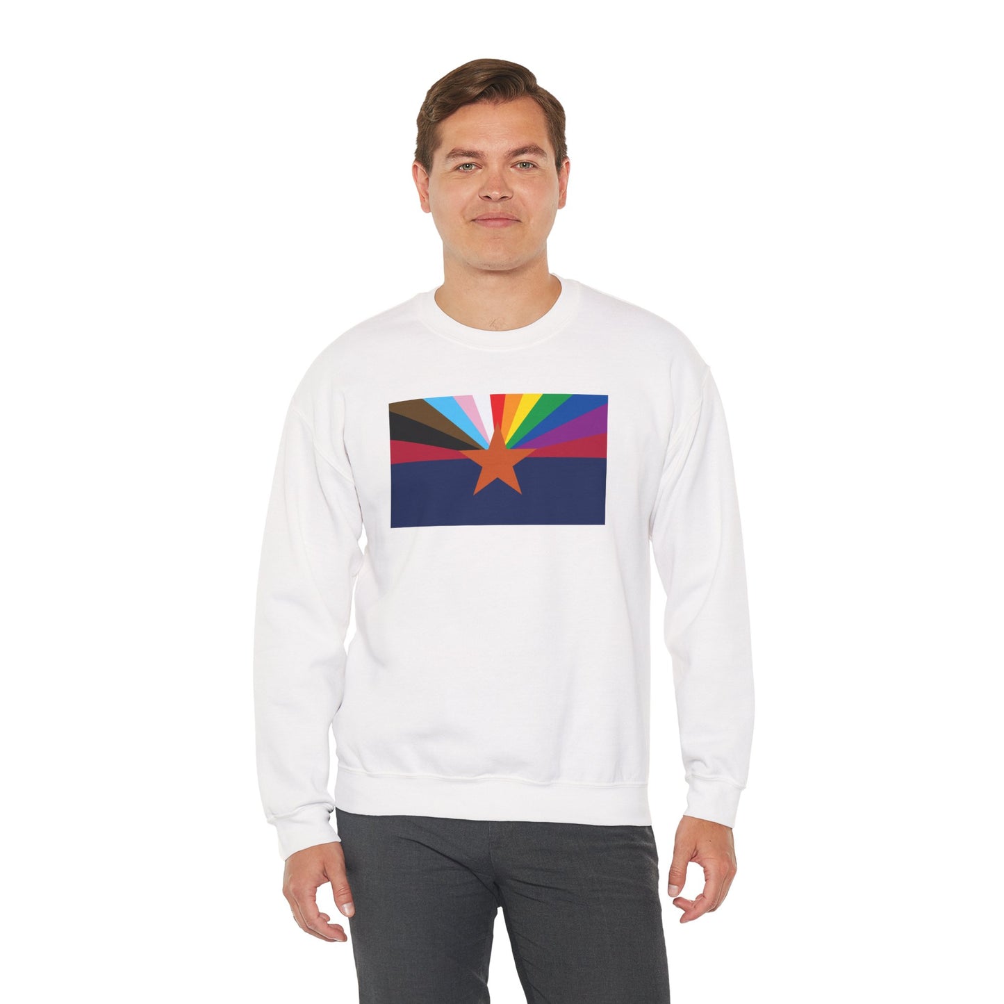 Arizona Rainbow Pride Flag Unisex Crewneck Sweatshirt—White, Black or Light Pink
