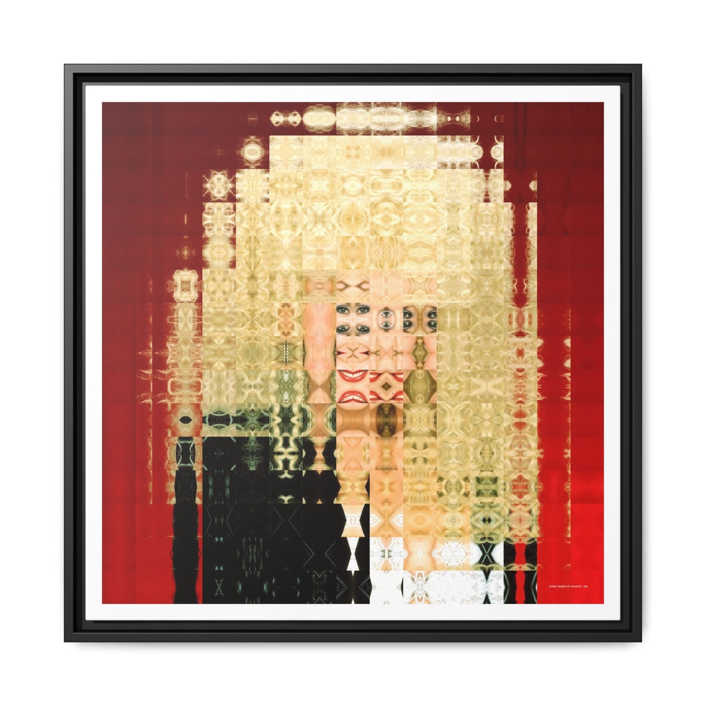 Iconic Queen of Country VI, Dolly Abstract Portrait Collage Art — Matte Canvas, Framed (Multi-color options)