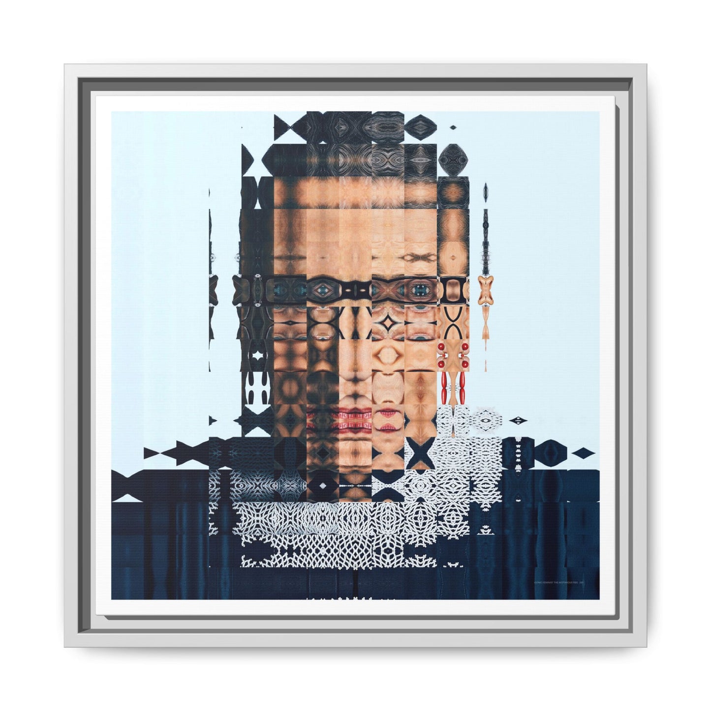 Iconic Feminist, The Notorious RBG, Ruth Bader Ginsburg Abstract Portrait Collage Art — Matte Canvas, Framed (Multi-color options)