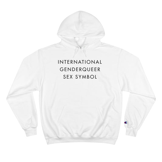 International GenderQueer Sex Symbol Champion Hoodie - White and Light Steel with Black Deco