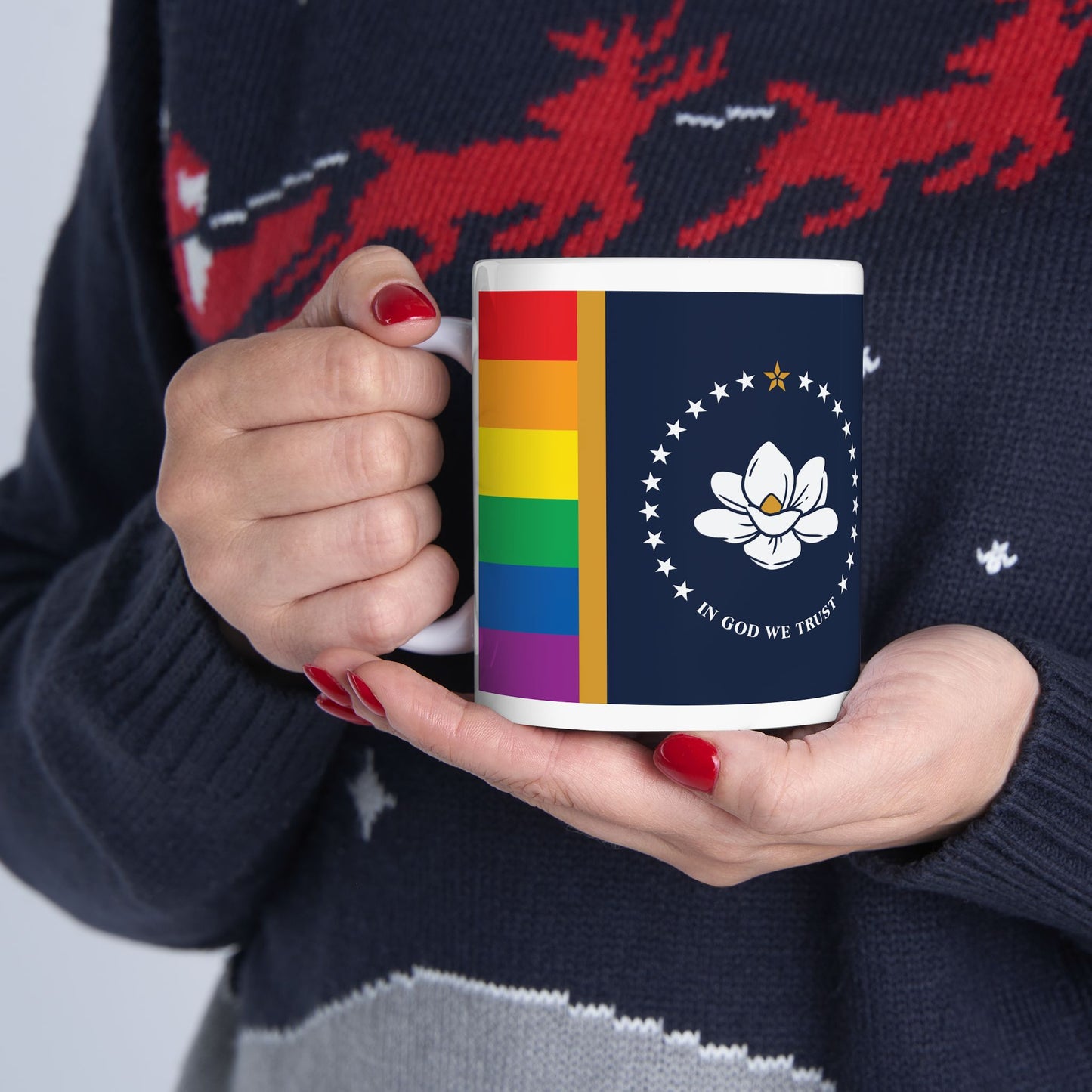 Mississippi Rainbow Pride Flag "UNITED" Ceramic Mug
