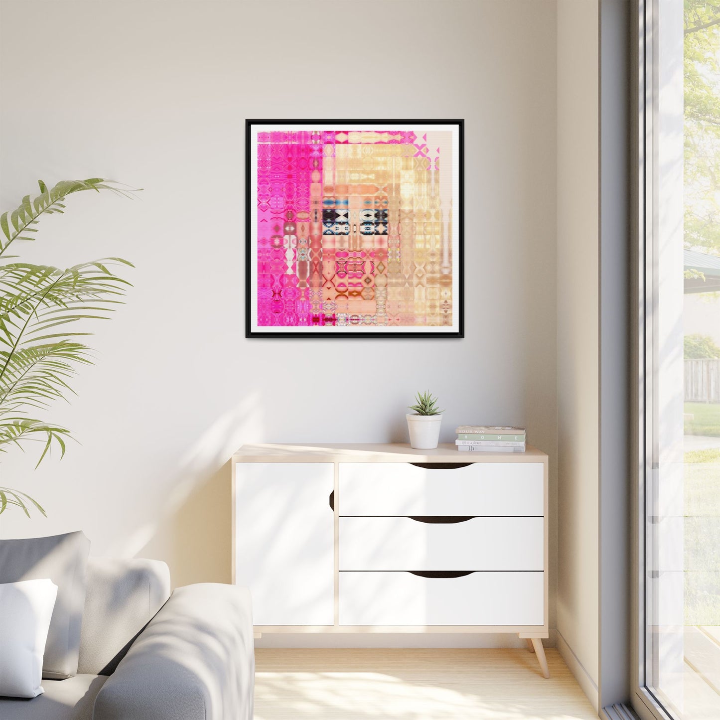 Iconic Living Doll of Drag Abstract Portrait Collage Art — Matte Canvas, Framed (Multi-color options)