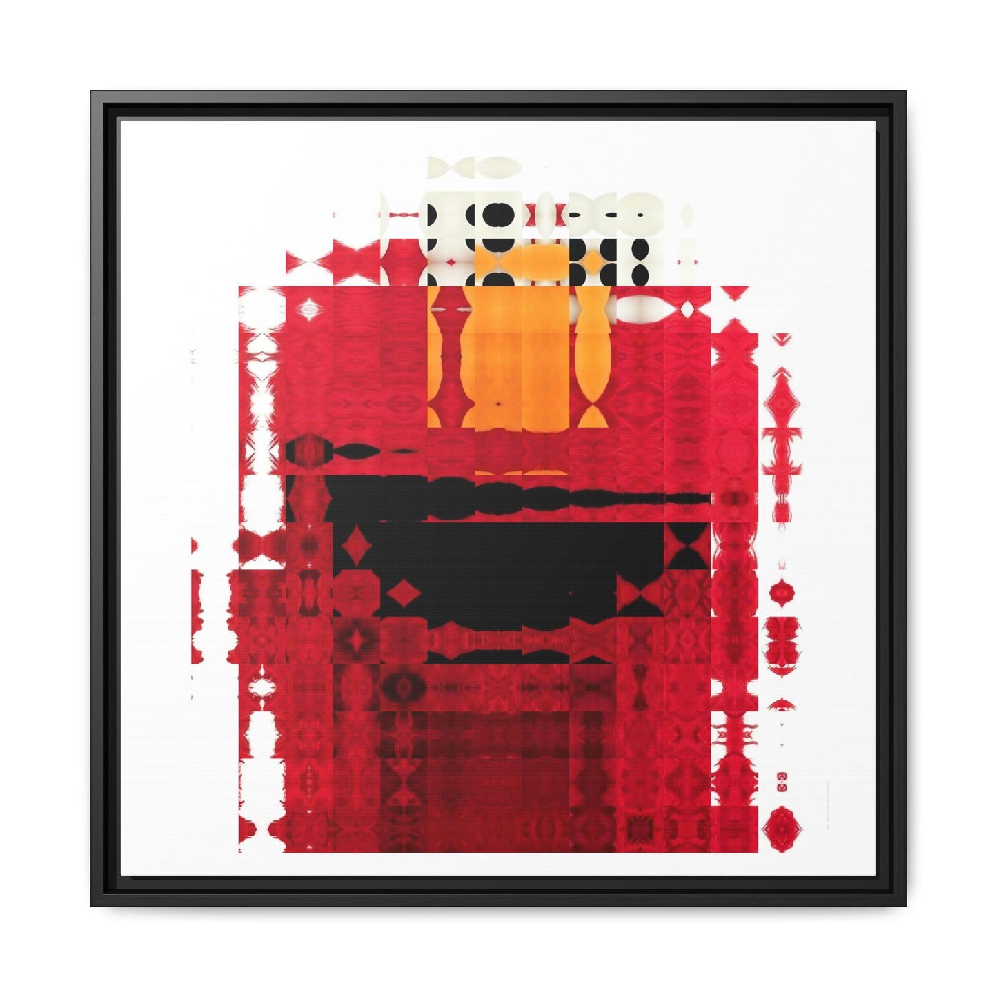 Iconic Fuzzy Red Cutie Monster from the Street Abstract Portrait Collage Art — Matte Canvas, Framed (Multi-color options)