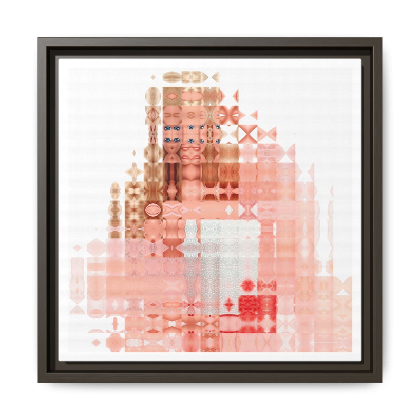 Peaches-&-Cream Fantasy Dream Doll Abstract Portrait Collage Art — Matte Canvas, Framed (Multi-color options)