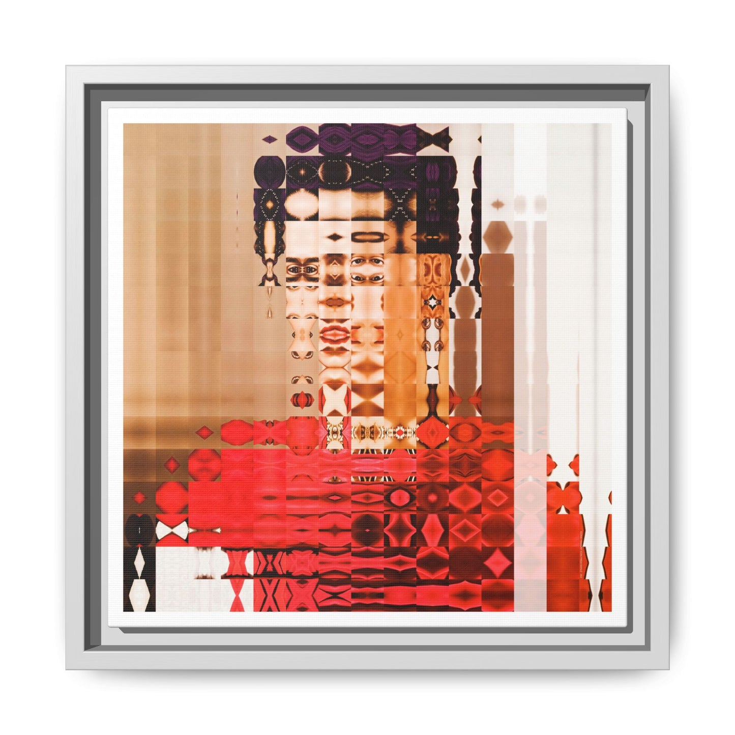 Iconic Feminist Artist Frida Kahlo 2 Abstract Portrait Collage Art — Matte Canvas, Framed (Multi-color options)