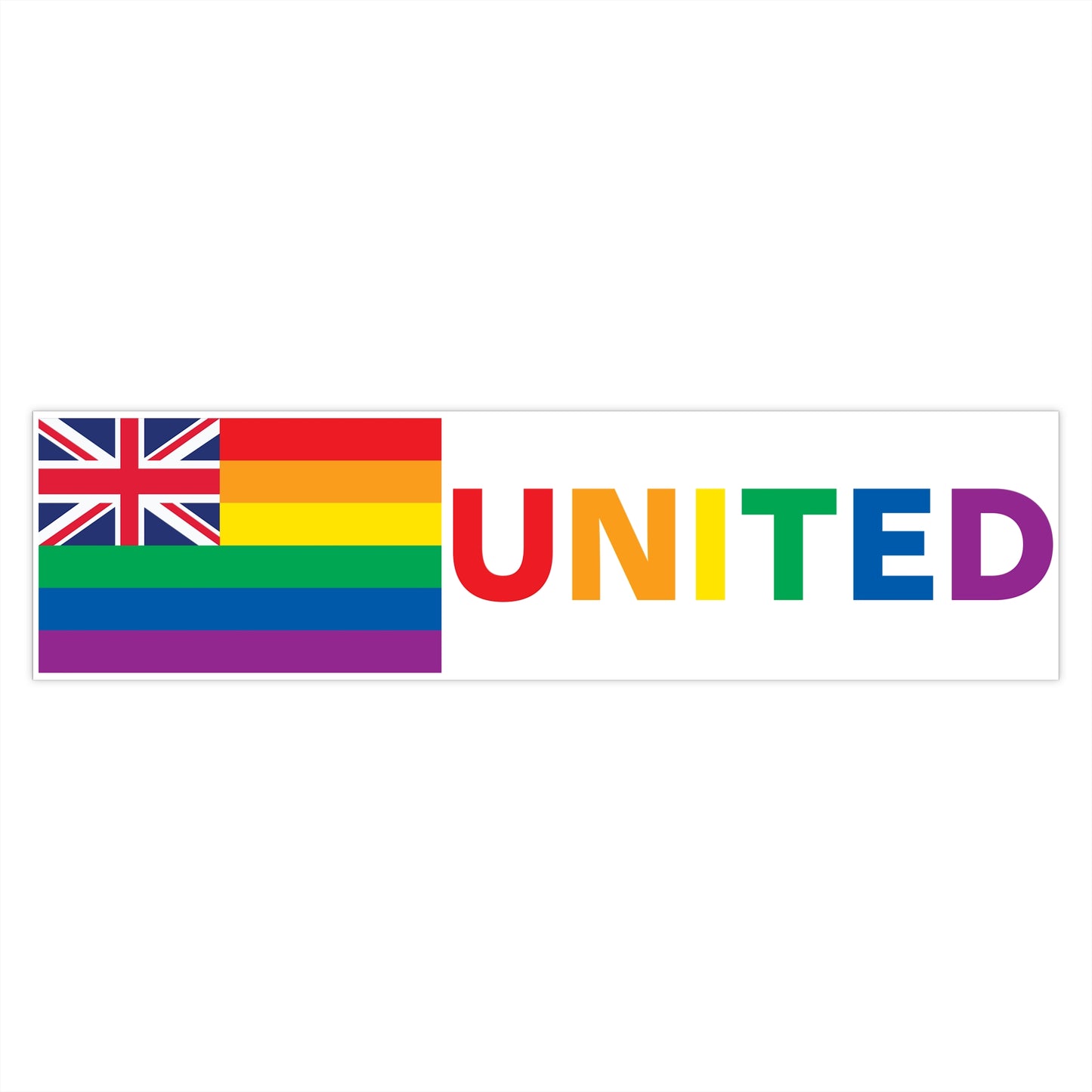 Hawai'i Rainbow Pride Flag "UNITED" Bumper Sticker