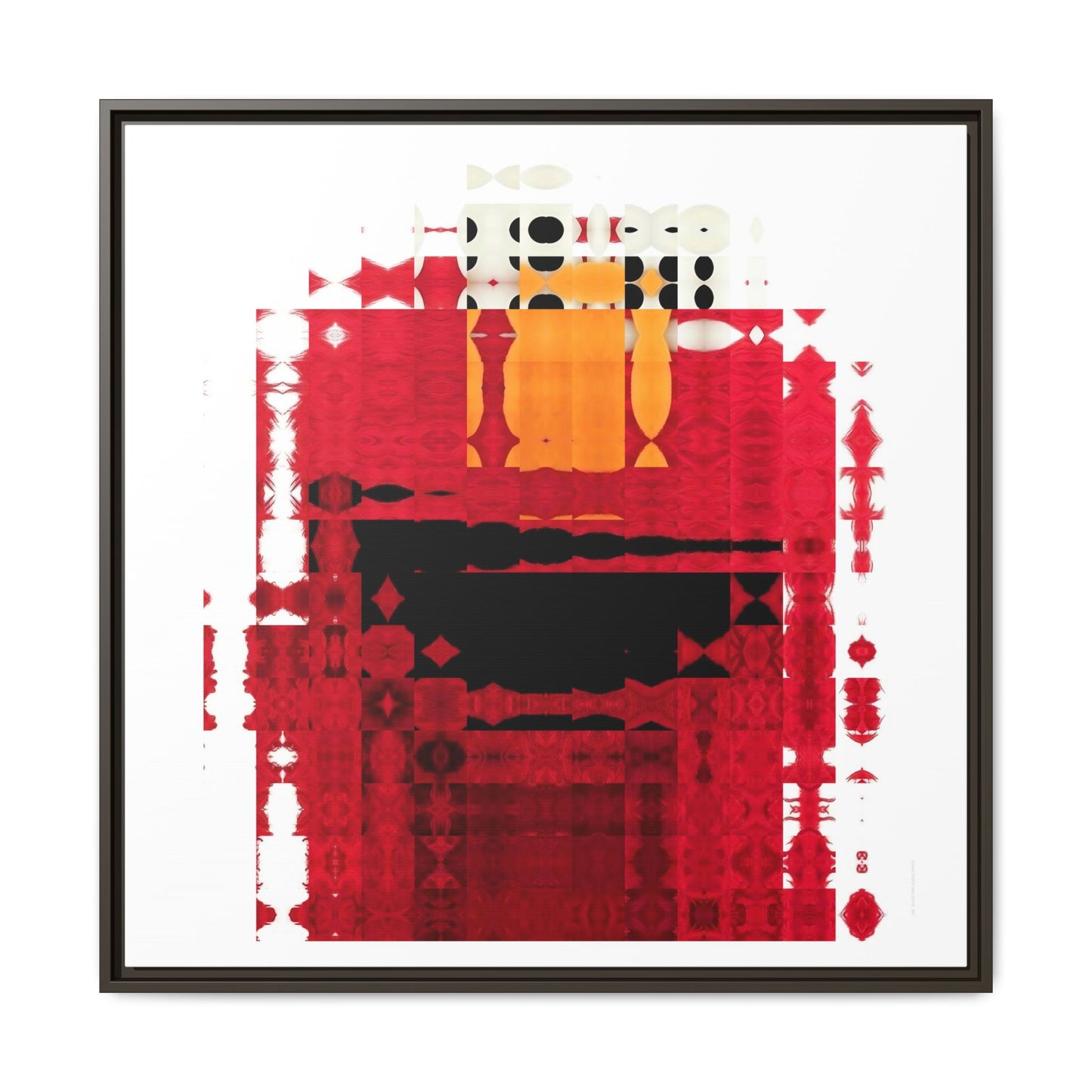 Iconic Fuzzy Red Cutie Monster from the Street Abstract Portrait Collage Art — Matte Canvas, Framed (Multi-color options)