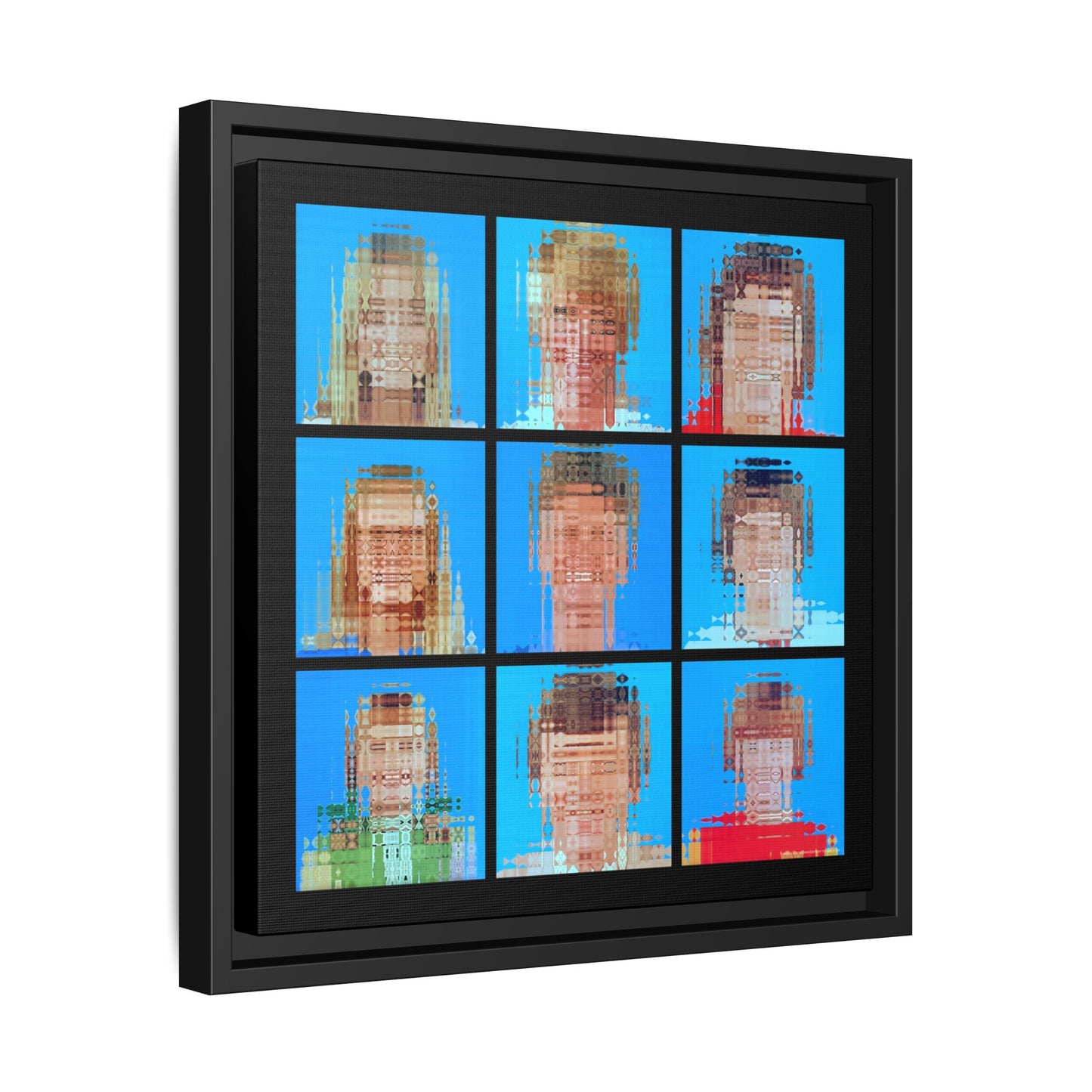 America's Iconic Mid-Century TV Family, Abstract Portrait Collage Art — Matte Canvas, Framed (Multi-color options)