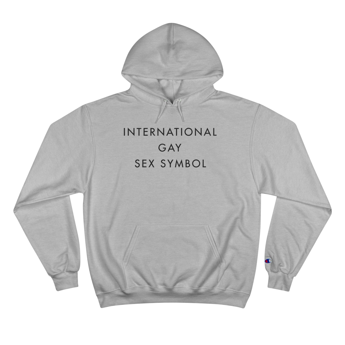 International Gay Sex Symbol Champion Hoodie - White and Light Steel with Black Deco