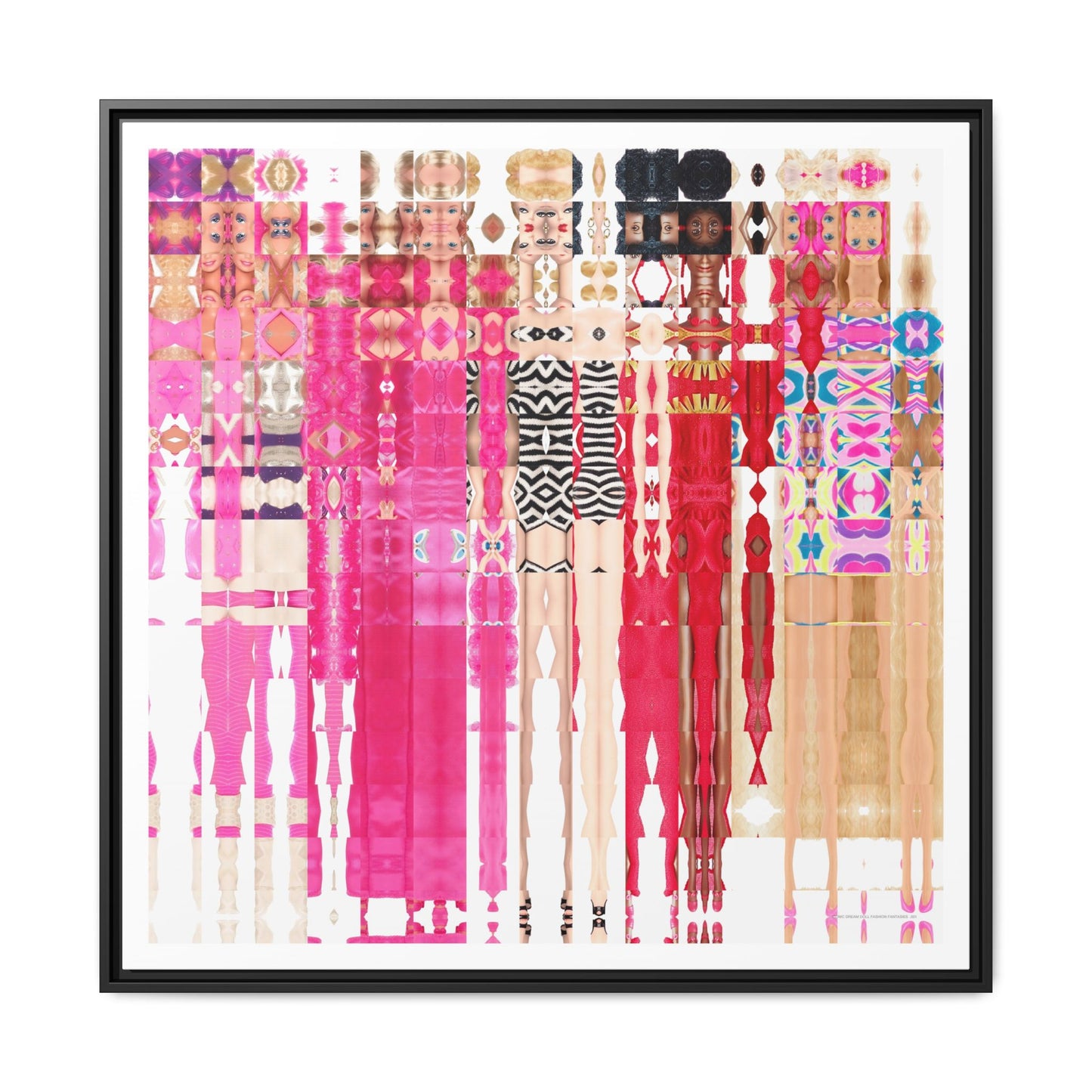 Iconic Dream Doll Fashion Fantasies Abstract Portrait Collage Art — Matte Canvas, Framed (Multi-color options)