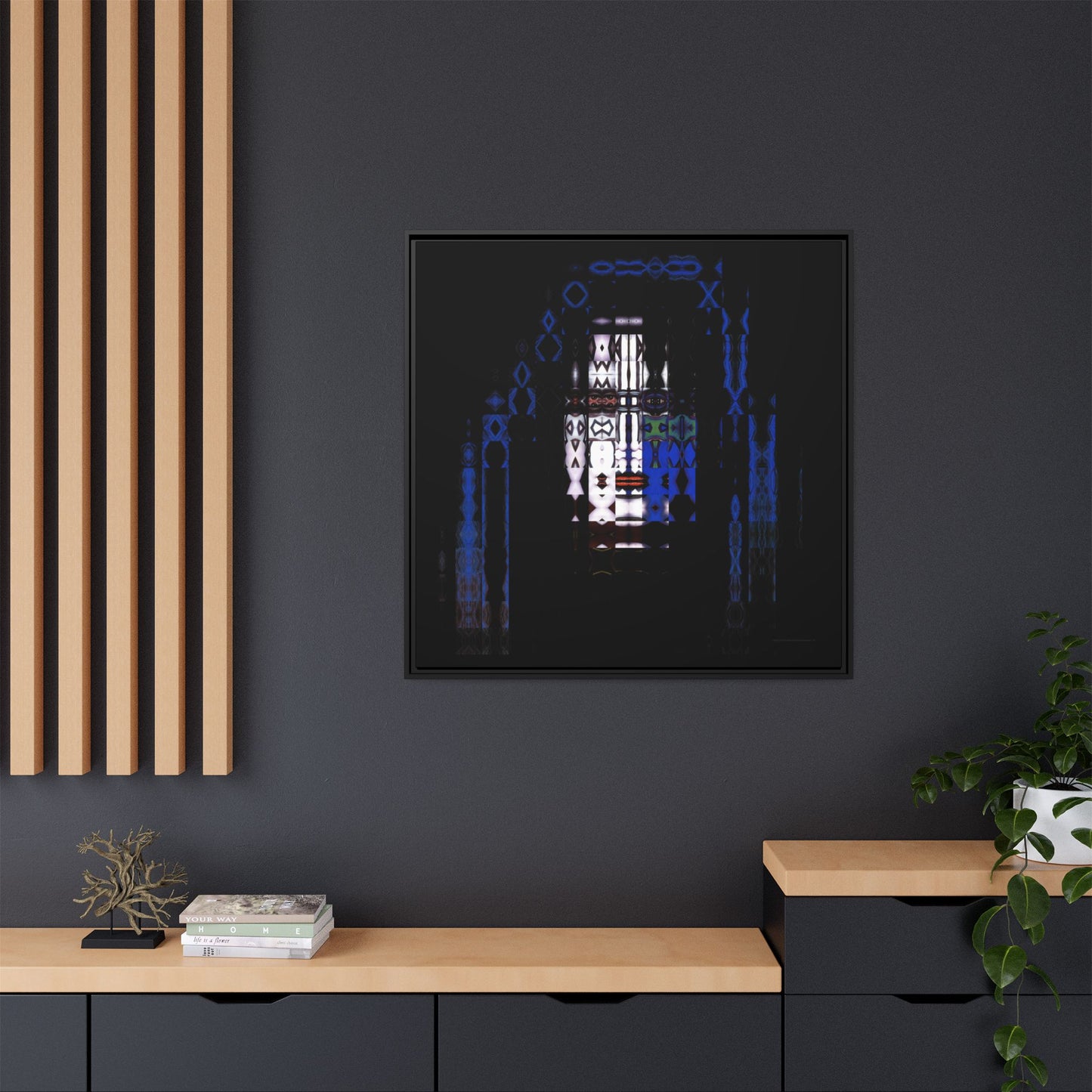 Knights In Satan's Service, SpaceAce Abstract Portrait Collage Art — Matte Canvas, Framed (Multi-color options)