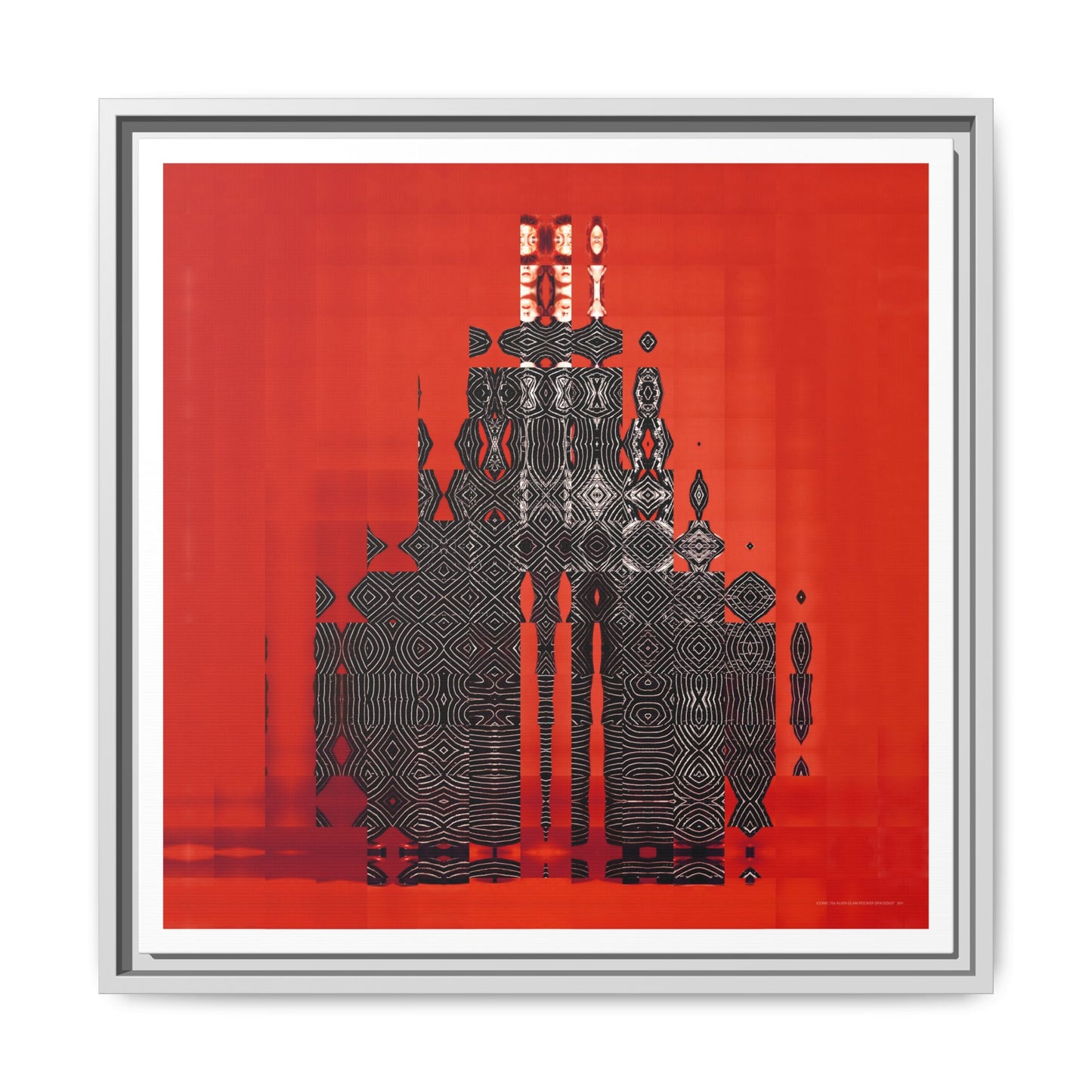 Iconic 70s Alien Glam Rocker Spacesuit Abstract Portrait Collage Art — Matte Canvas, Framed (Multi-color options)