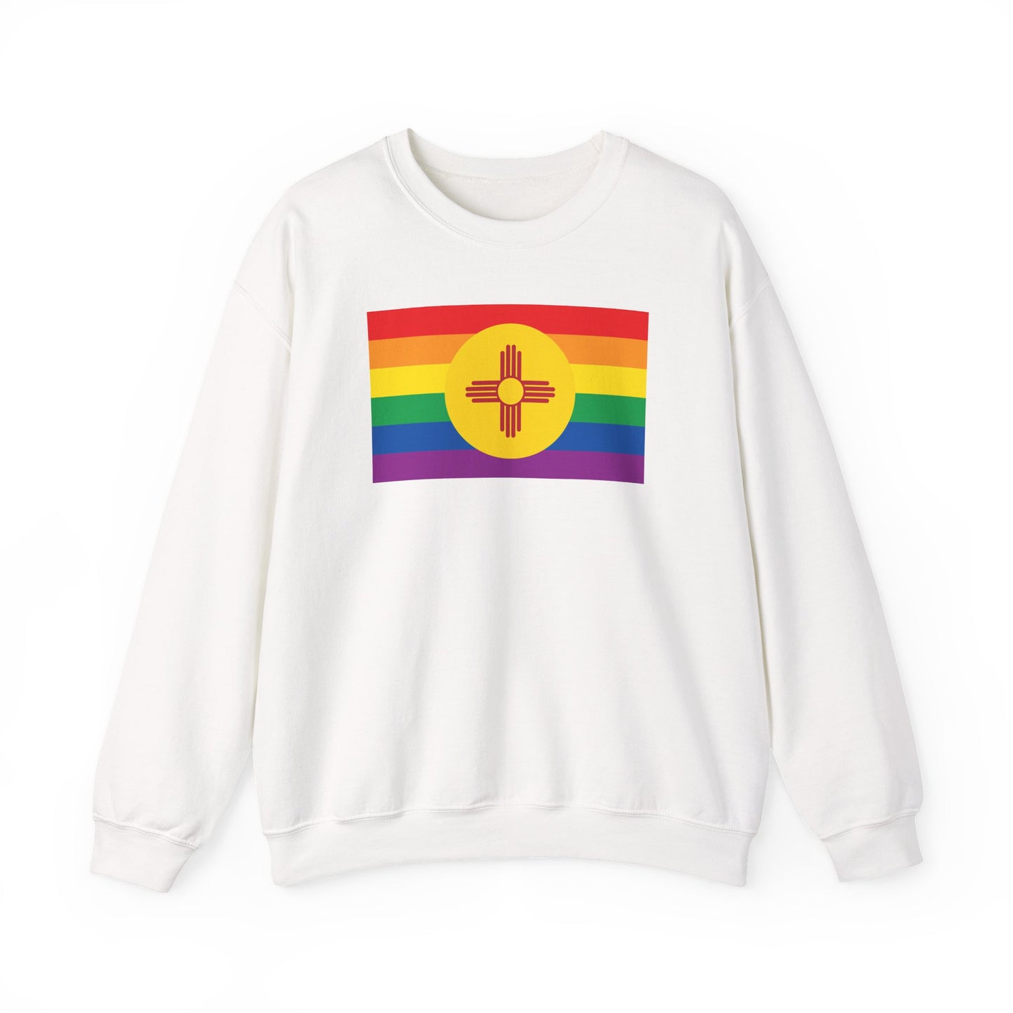 New Mexico Rainbow Pride Flag Unisex Crewneck Sweatshirt—White, Black or Light Pink