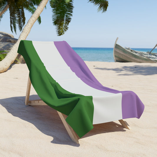 Genderqueer Pride Flag Beach Towel - horizontal stripe deco