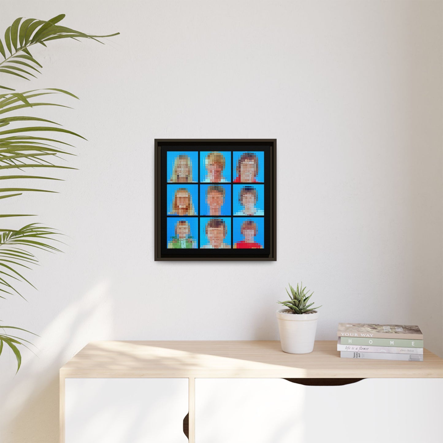 America's Iconic Mid-Century TV Family, Abstract Portrait Collage Art — Matte Canvas, Framed (Multi-color options)