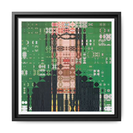 Iconic Feminist Artist Frida Kahlo 1, Abstract Portrait Collage Art — Matte Canvas, Framed (Multi-color options)