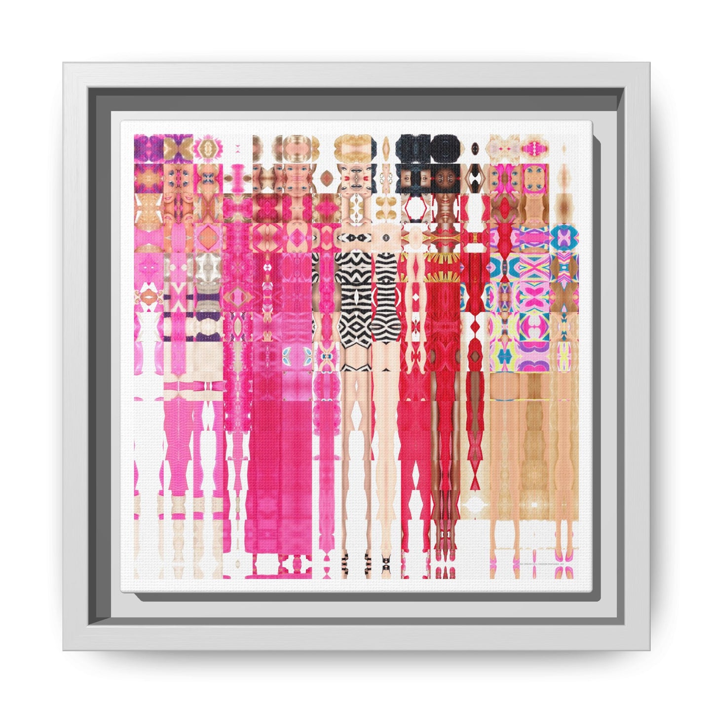 Iconic Dream Doll Fashion Fantasies Abstract Portrait Collage Art — Matte Canvas, Framed (Multi-color options)