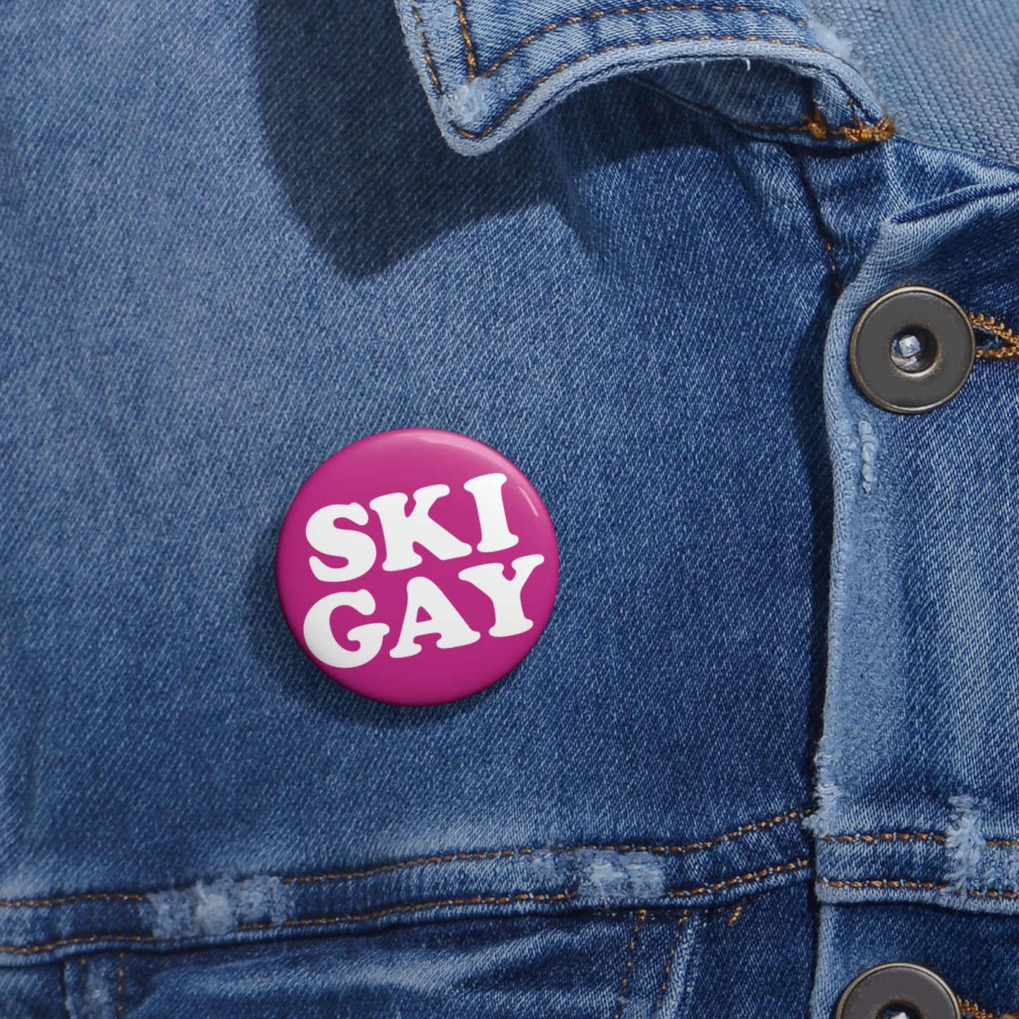 SKI GAY Pin Button